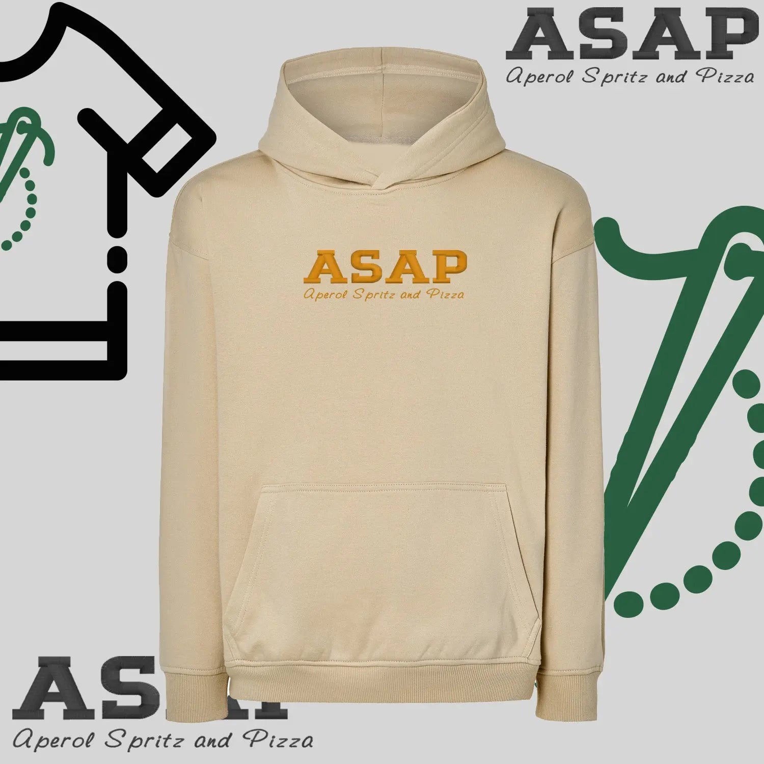 Bluza oversize z kapturem "ASAP – Aperol Spritz and Pizza" – haft, włoski klimat Haft z radości