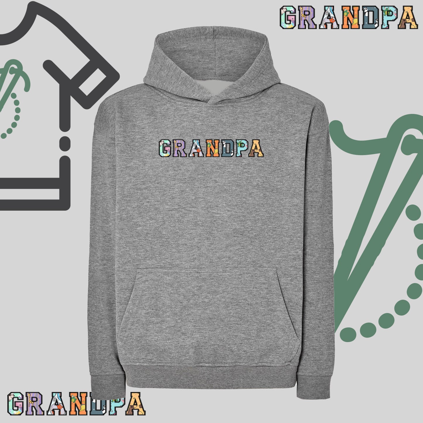 Bluza oversize z kapturem "GRANDPA" Patchwork, idealny prezent na dzień Dziadka