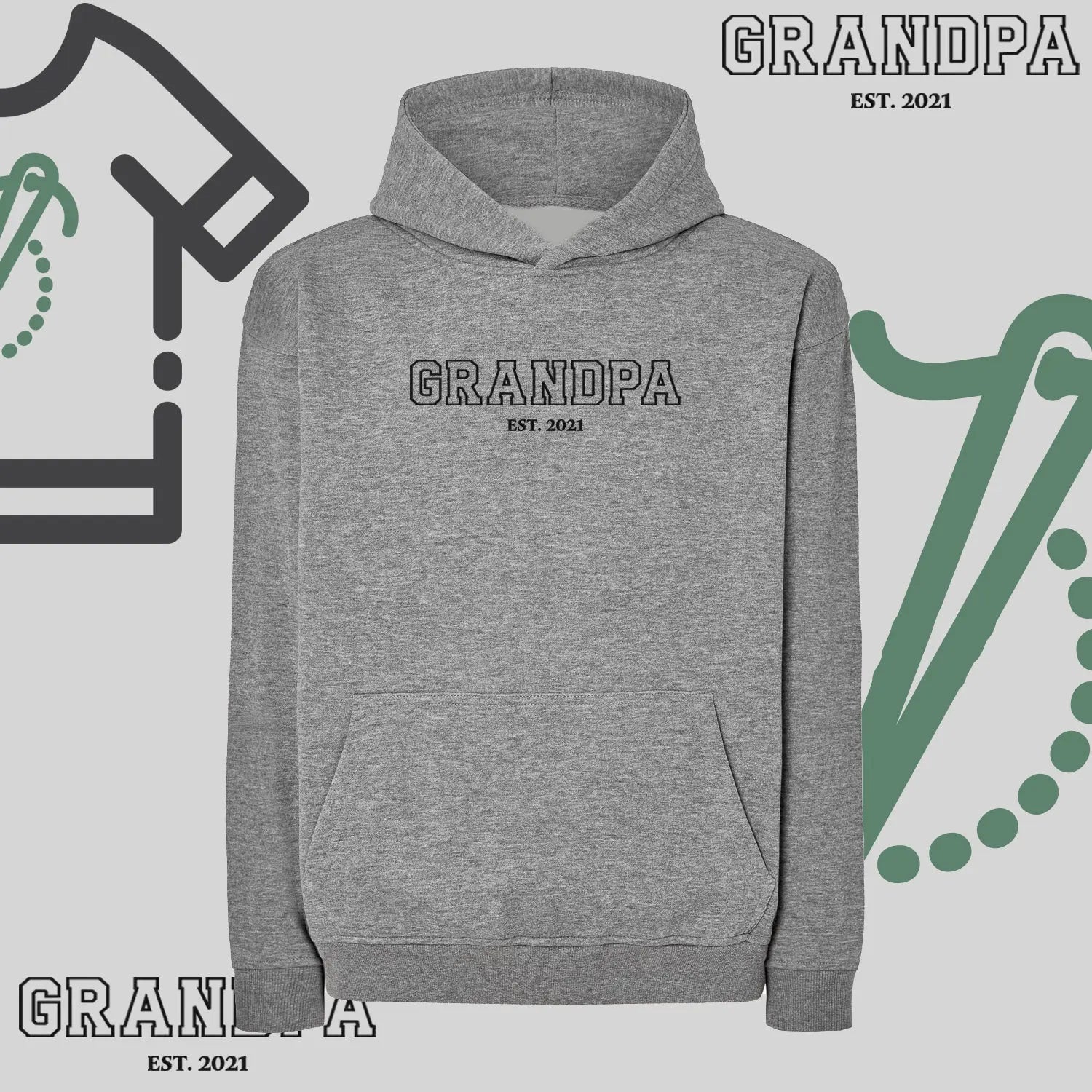 Bluza oversize z kapturem "GRANDPA" Kontur + Est, idealny prezent na dzień Dziadka Haft z radości
