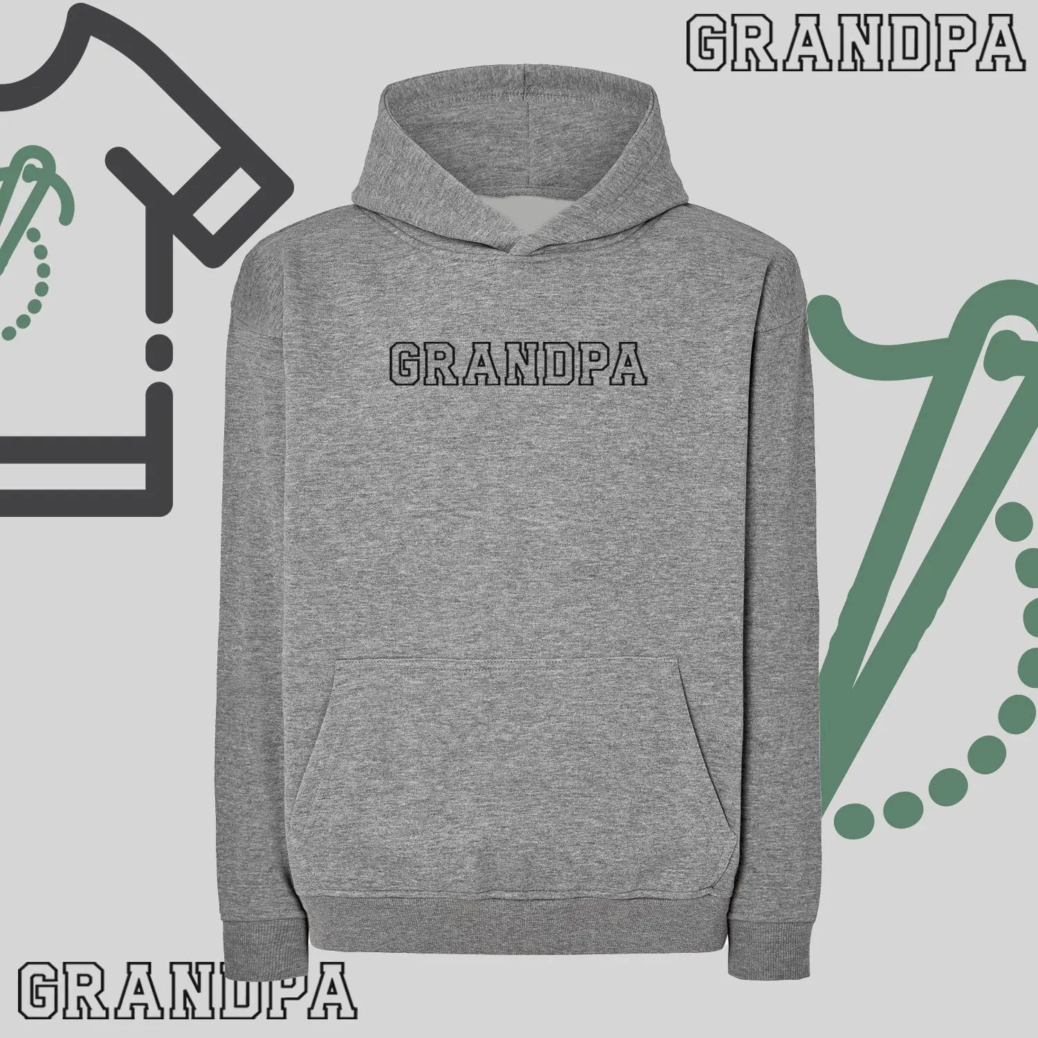 Bluza oversize z kapturem "GRANDPA" Kontur, idealny prezent na dzień Dziadka Haft z radości