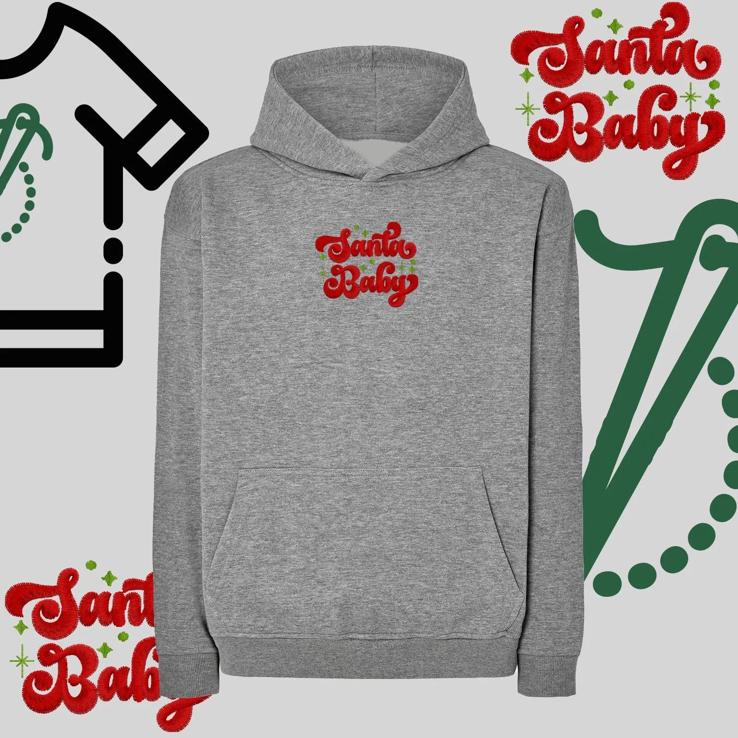 Bluza oversize z kapturem  "Santa Baby" – haft komputerowy, styl z pozytywnym przekazem Haft z radości