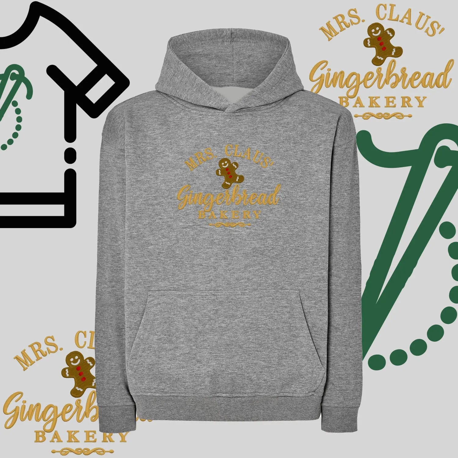 Bluza oversize z kapturem  "Gingerbread" – haft komputerowy, styl z pozytywnym przekazem Haft z radości