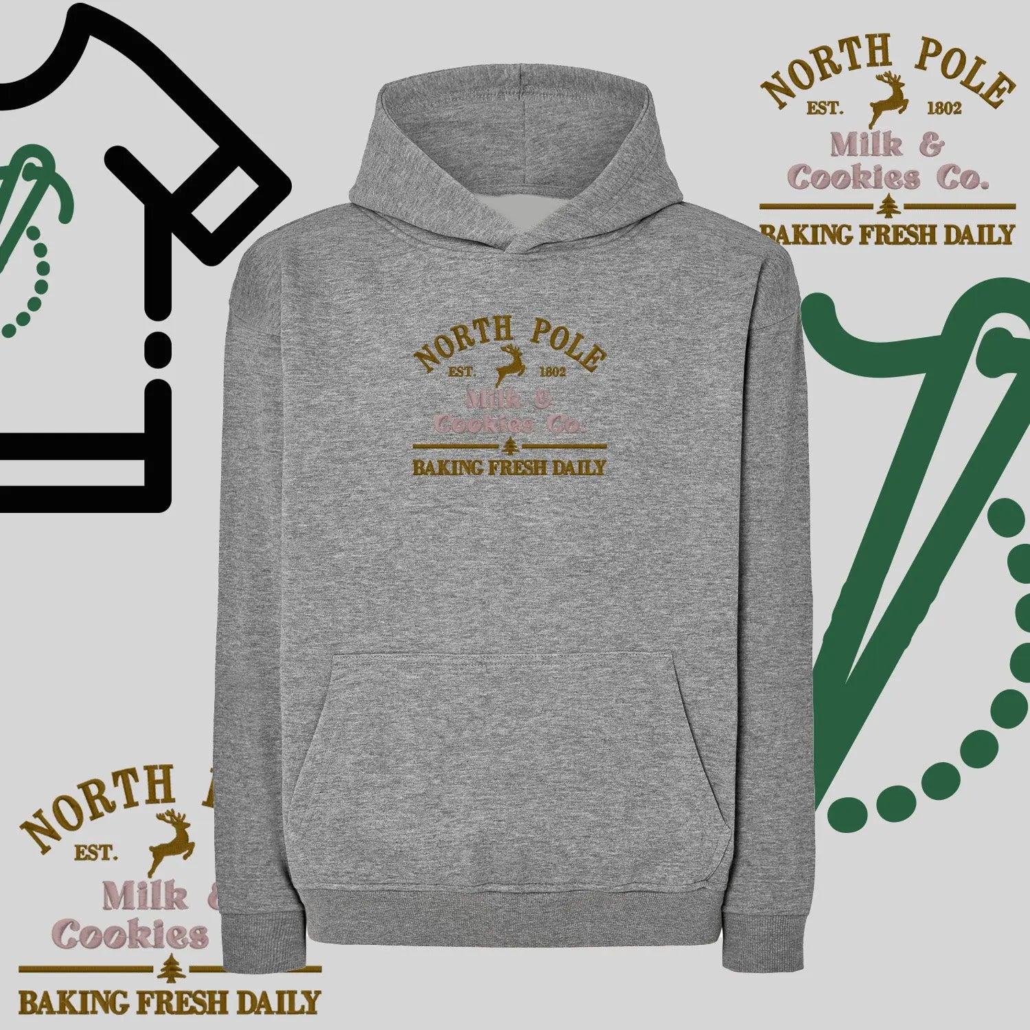 Bluza oversize z kapturem  "Northe Pole" – haft komputerowy, styl z pozytywnym przekazem Haft z radości