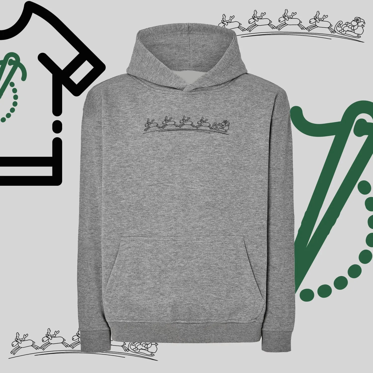 Bluza oversize z kapturem  "Zaprzęg Świąteczny" – haft komputerowy, styl z pozytywnym przekazem Haft z radości