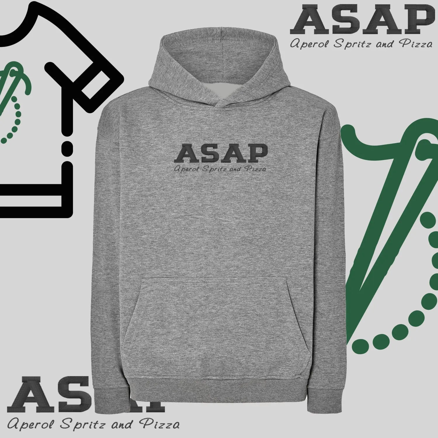 Bluza oversize z kapturem "ASAP – Aperol Spritz and Pizza" – haft, włoski klimat Haft z radości