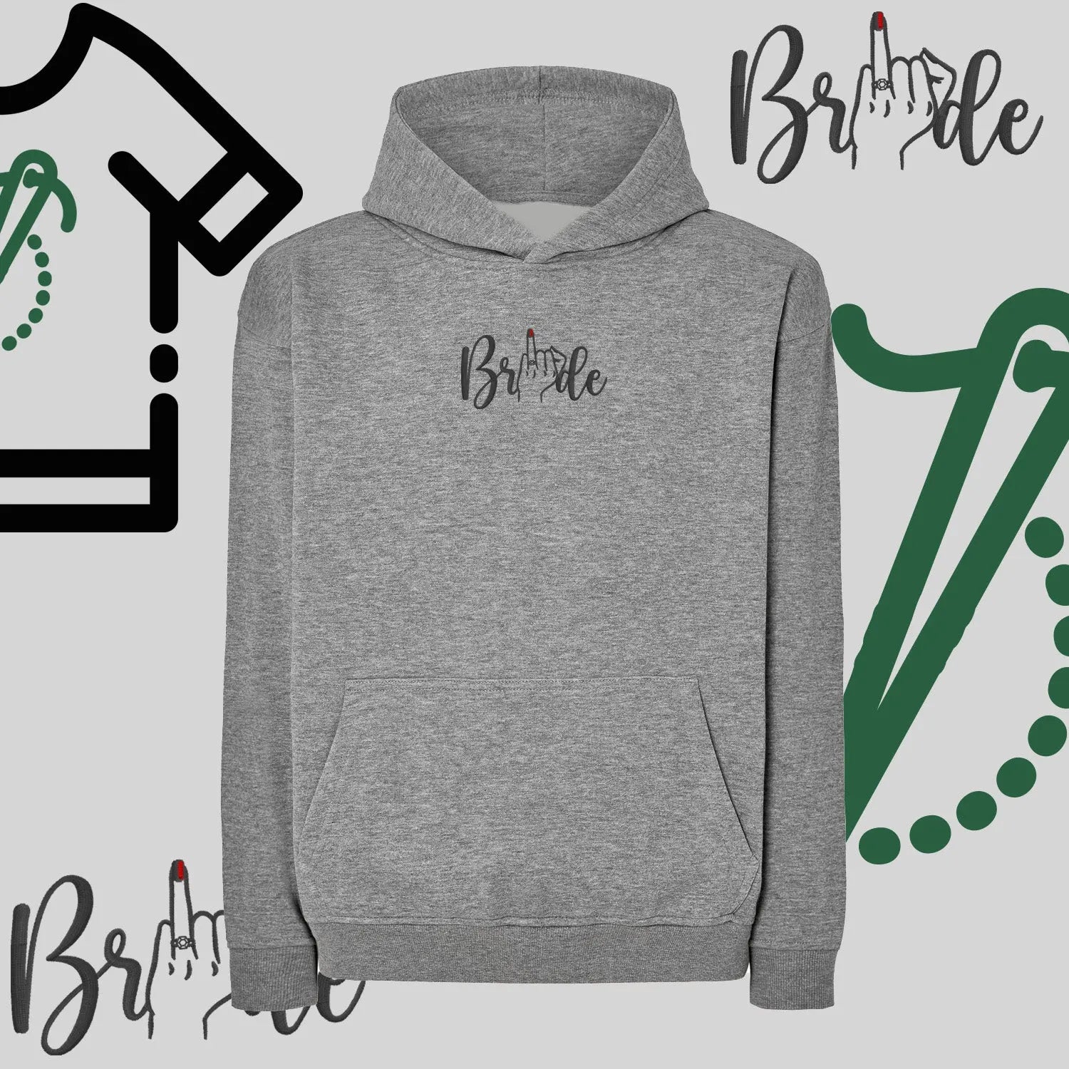 Bluza oversize z kapturem "Bride" – haft komputerowy, wygodny styl dla przyszłej żony Haft z radości