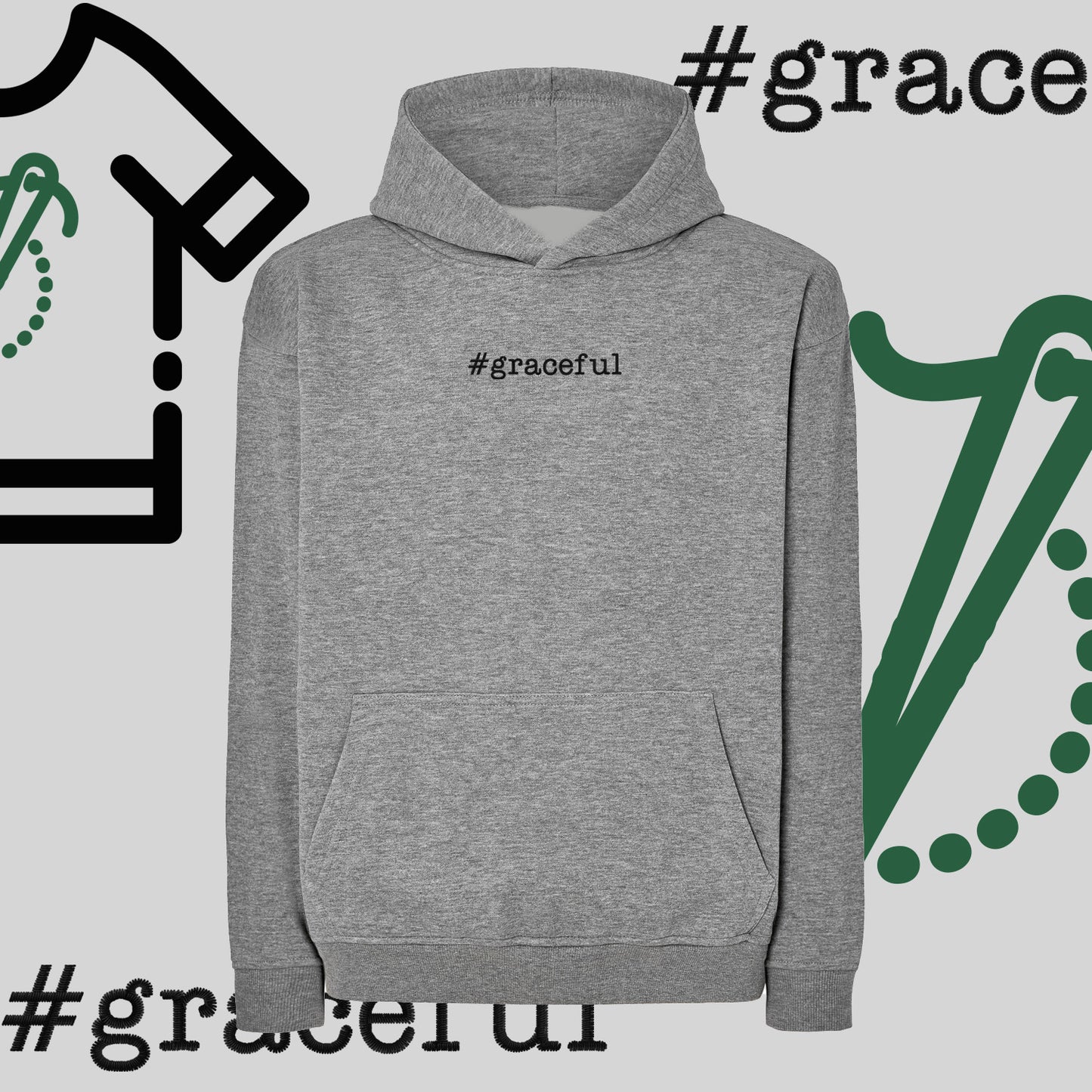 Bluza oversize z kapturem "#graceful" – haft komputerowy, elegancja w stylu casual