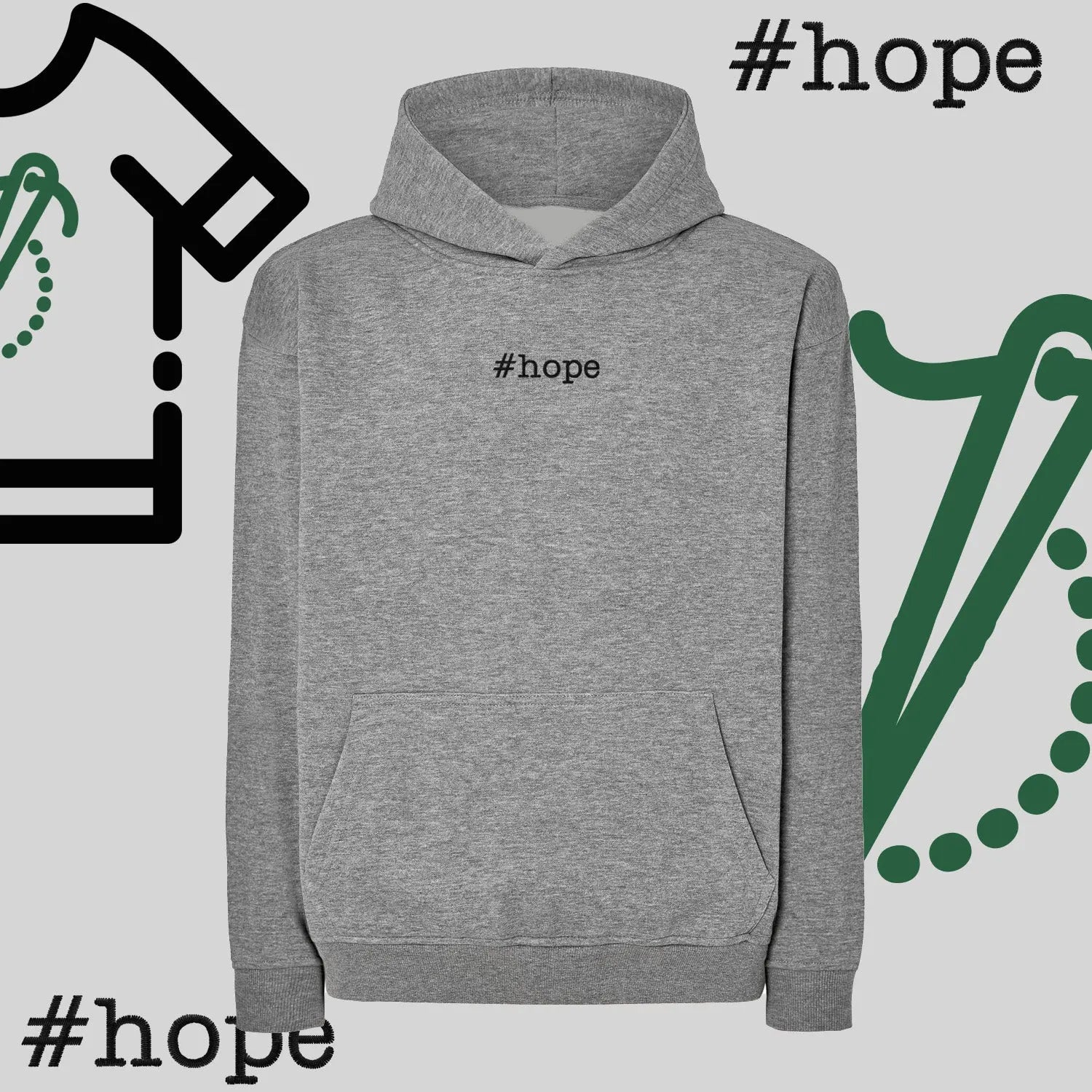 Bluza oversize z kapturem "#hope" – haft komputerowy, inspiracja na co dzień Haft z radości