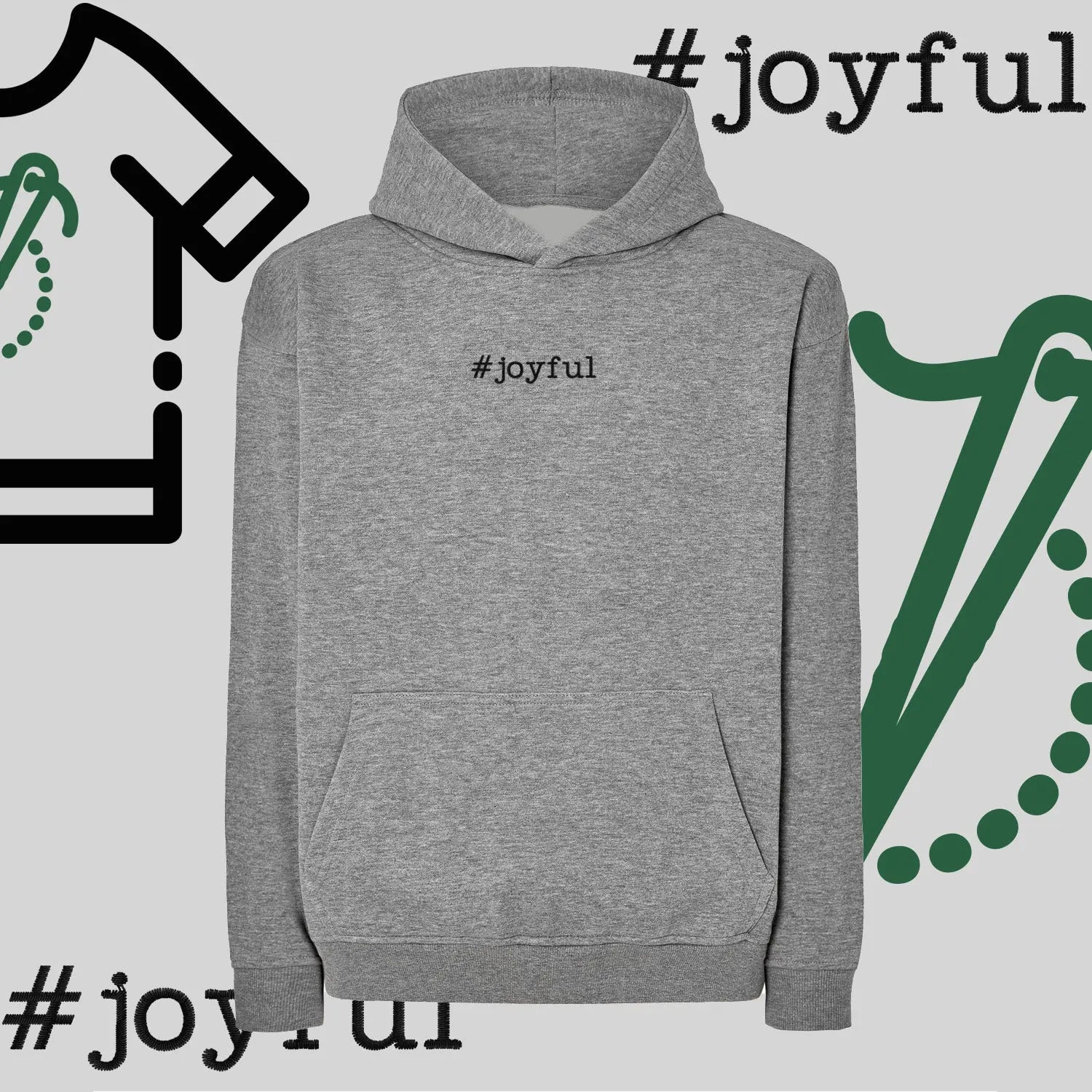 Bluza oversize z kapturem "#joyful" – haft komputerowy, styl pełen radości Haft z radości