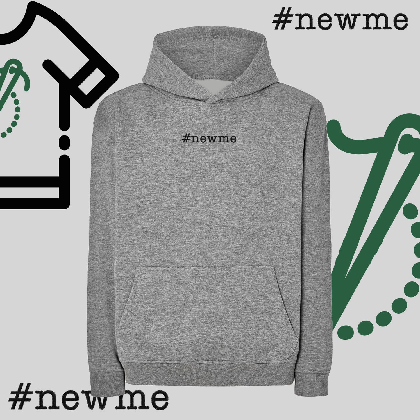 Bluza oversize z kapturem "#newme" – haft komputerowy, motywacja i nowy styl