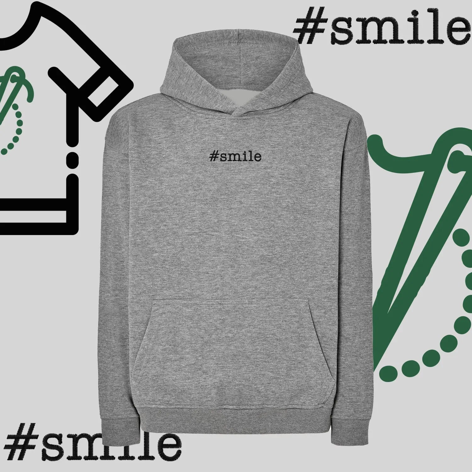 Bluza oversize z kapturem "#SMILE" – haft komputerowy, pozytywny styl na co dzień Haft z radości