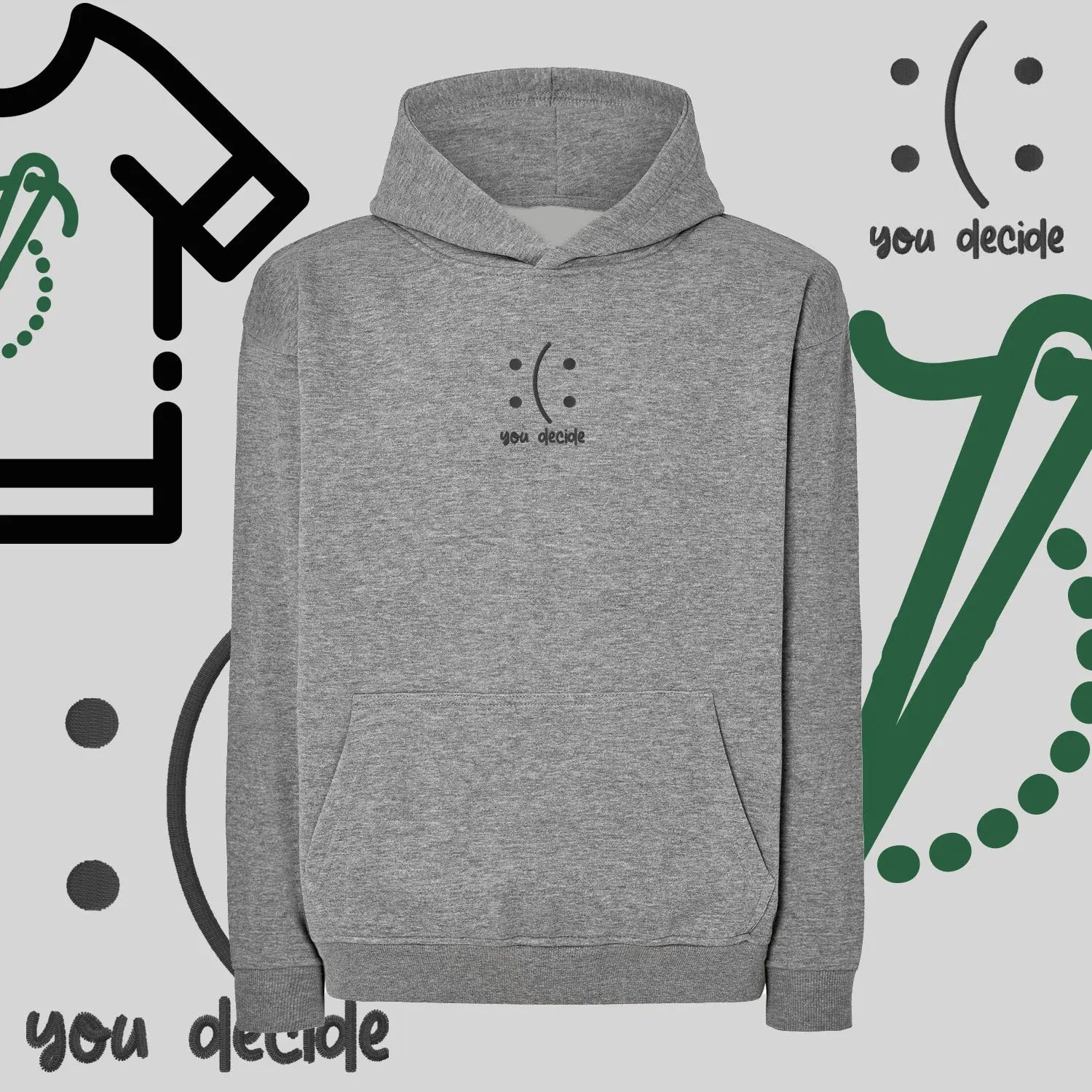 Bluza oversize z kapturem "Ty Decydujesz" – haft komputerowy, moda z przesłaniem Haft z radości