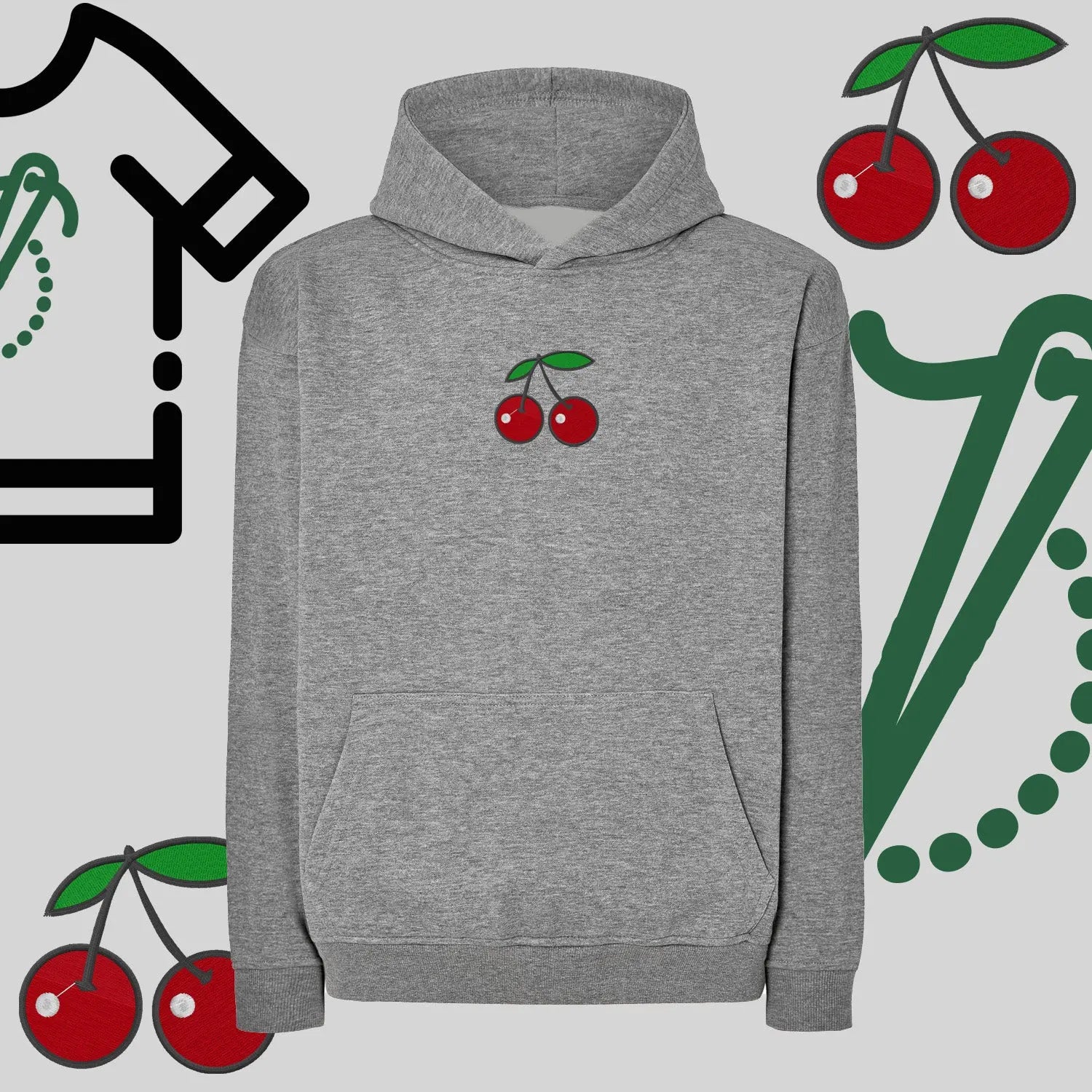Bluza oversize z kapturem "Wisienki" – haft komputerowy, styl z urokiem Haft z radości