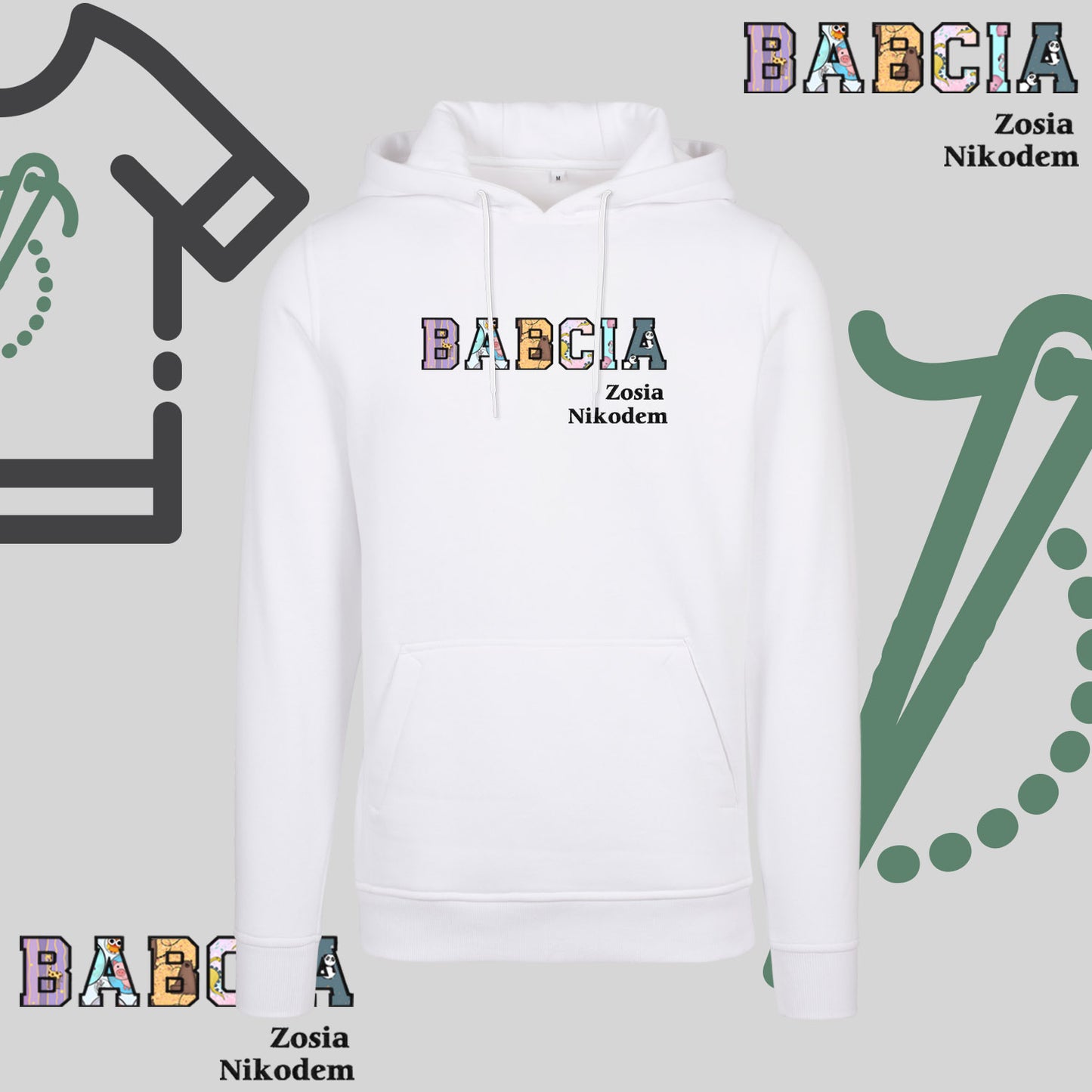 Bluza z kapturem "BABCIA" PATCHWORK+IMIONA WNUCZĄT idealny prezent na dzień Babci