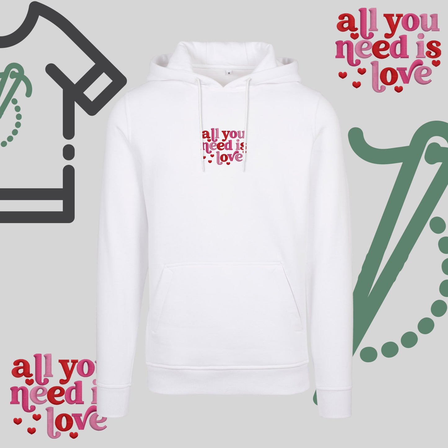 Bluza z kapturem z haftem "All You need is Love"