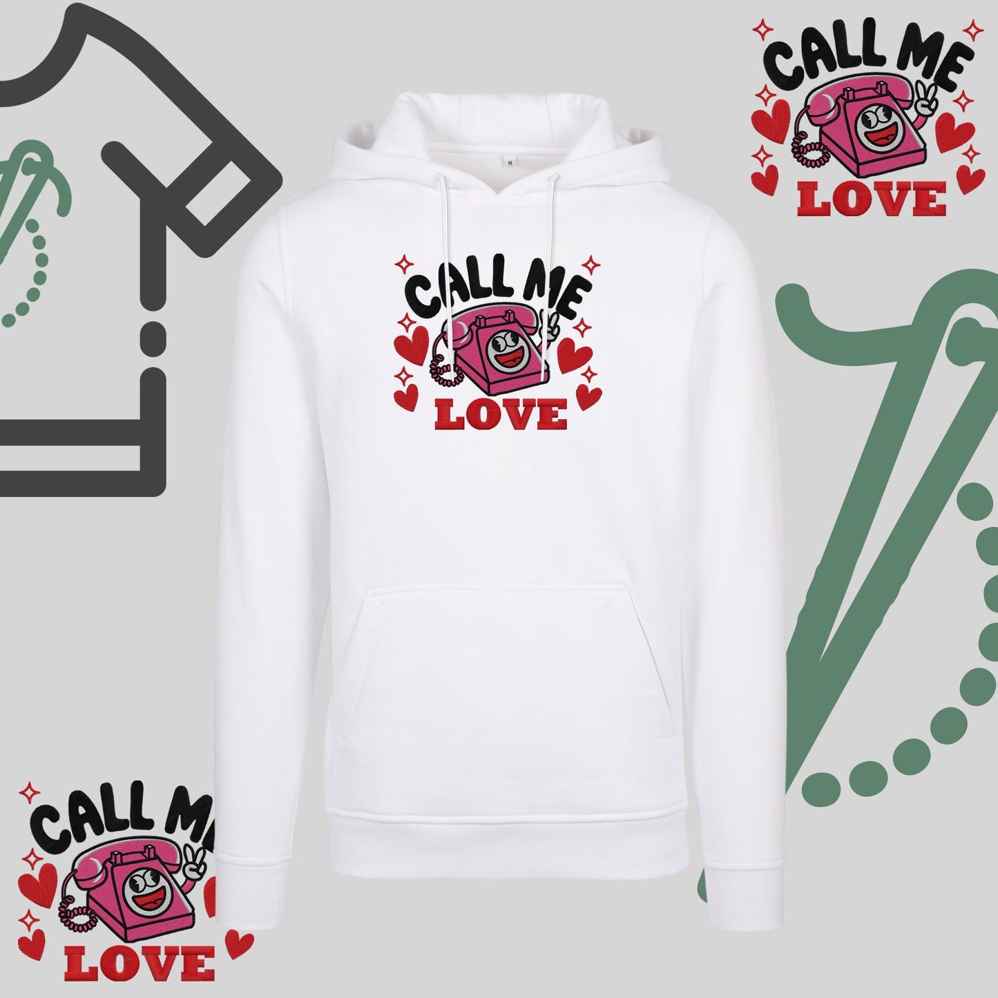 Bluza z kapturem z haftem "Call Me Love"