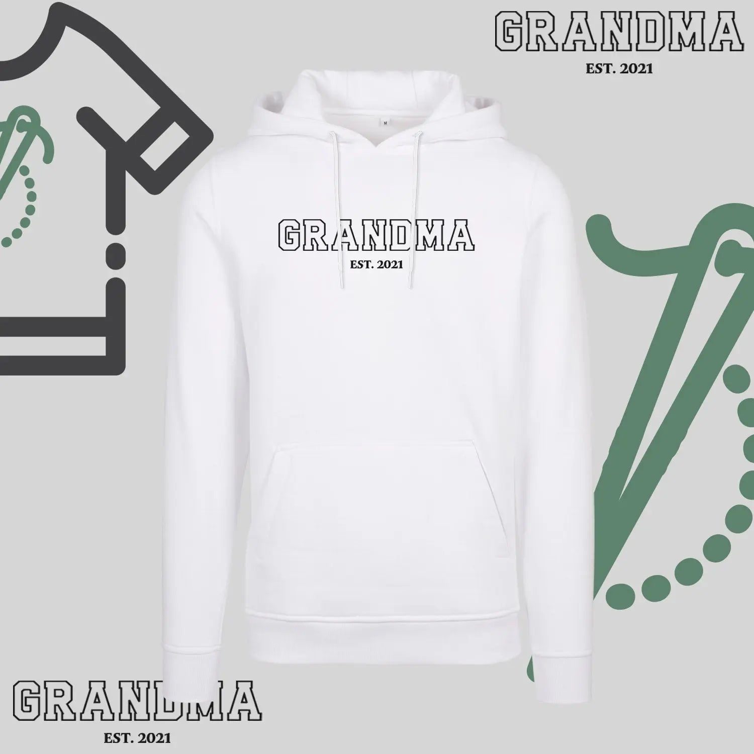 Bluza z kapturem "GRANDMA" kontur+EST idealny prezent na dzień Babci Haft z radości