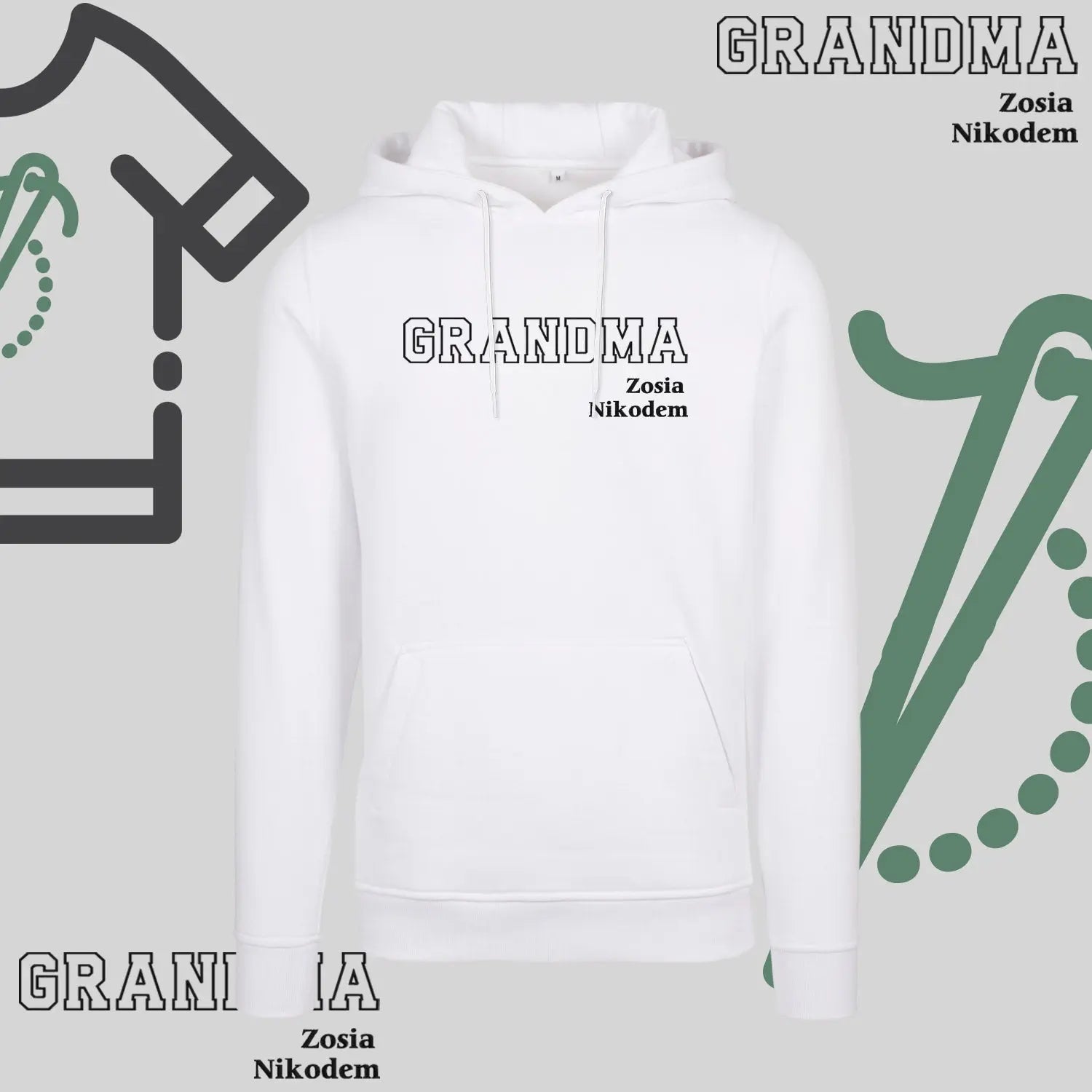 Bluza z kapturem "GRANDMA" kontur+imiona wnucząt idealny prezent na dzień Babci Haft z radości