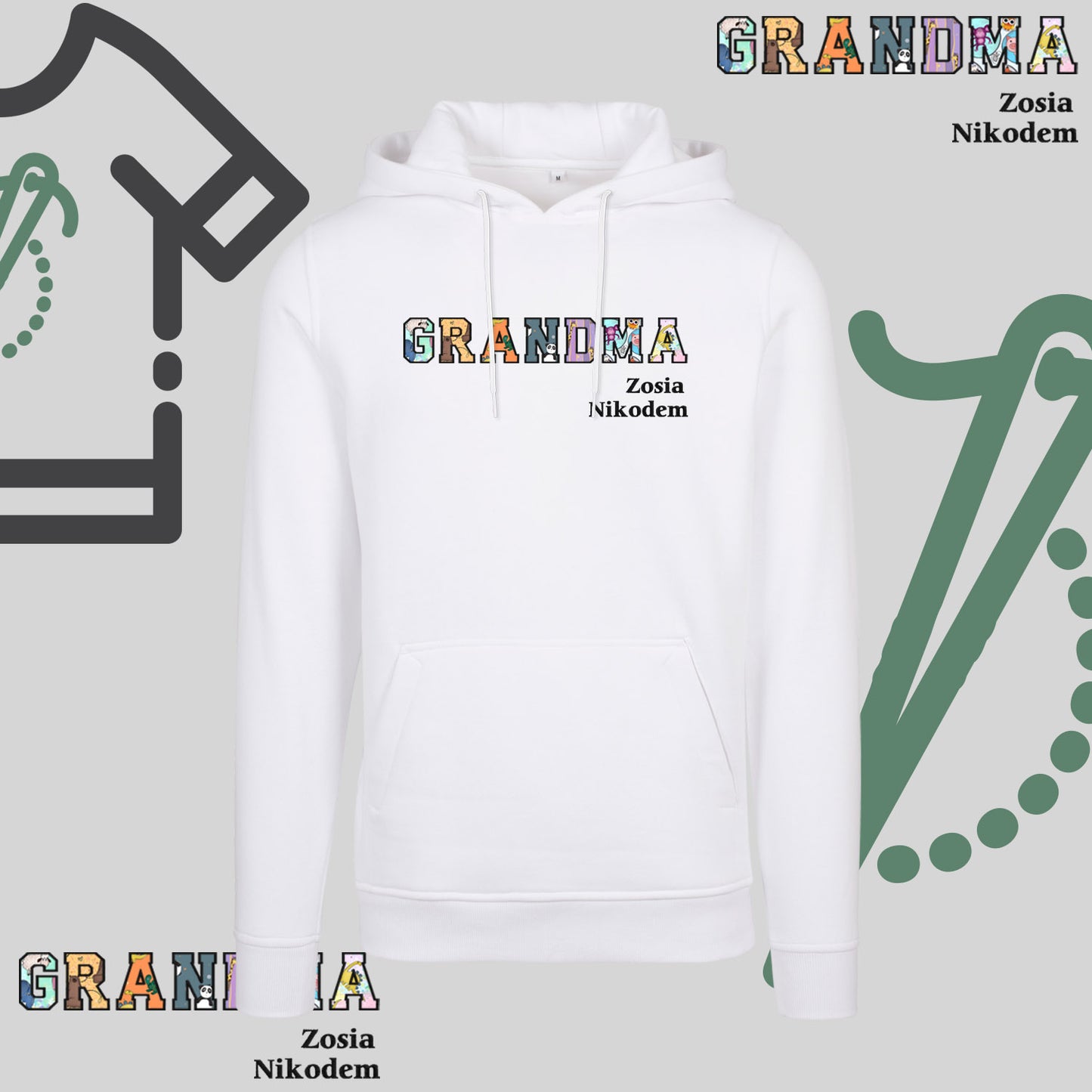 Bluza z kapturem "GRANDMA" PATCHWORK +Imiona wnucząt idealny prezent na dzień Babci