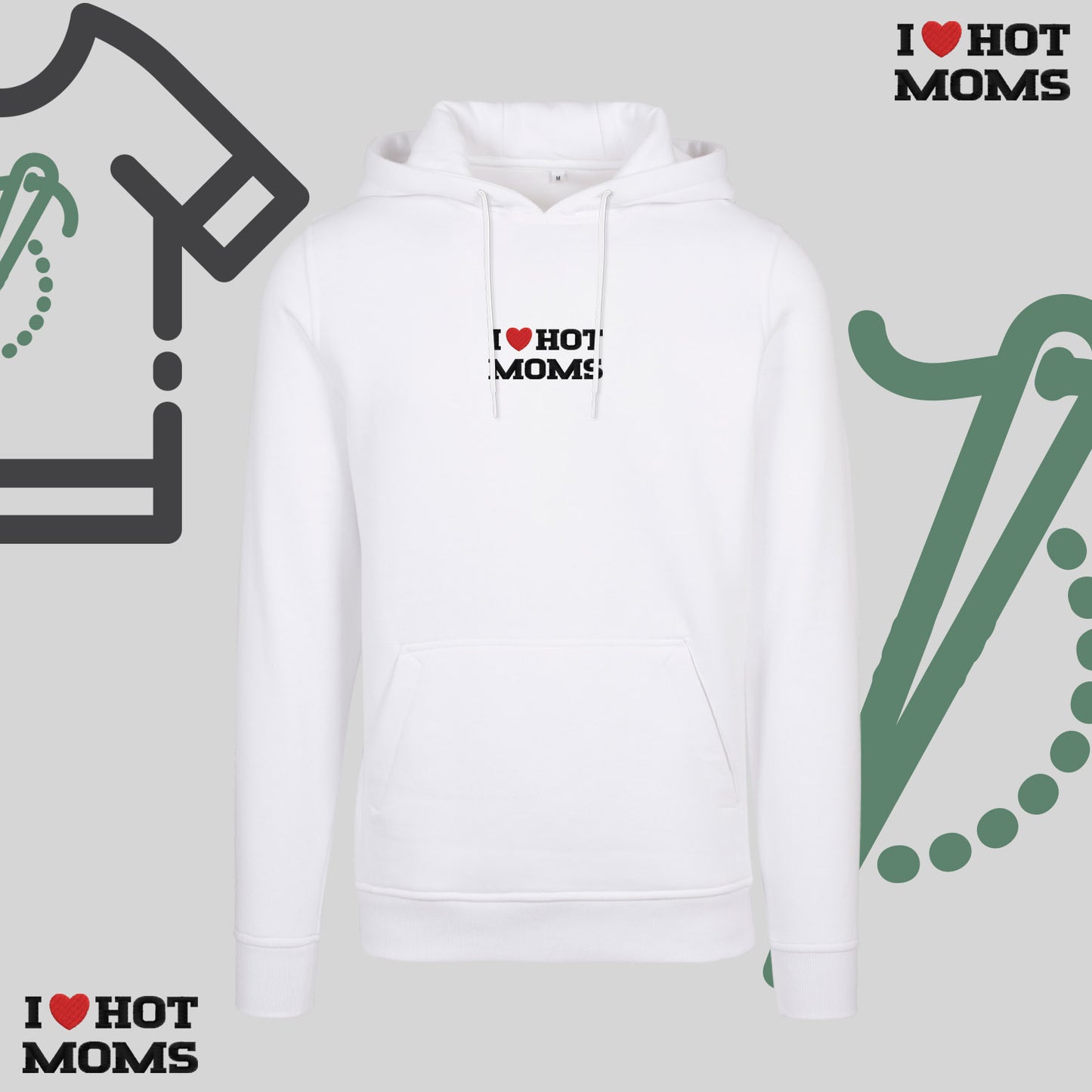 Bluza z kapturem z haftem "I❤️ HOT MOMS"