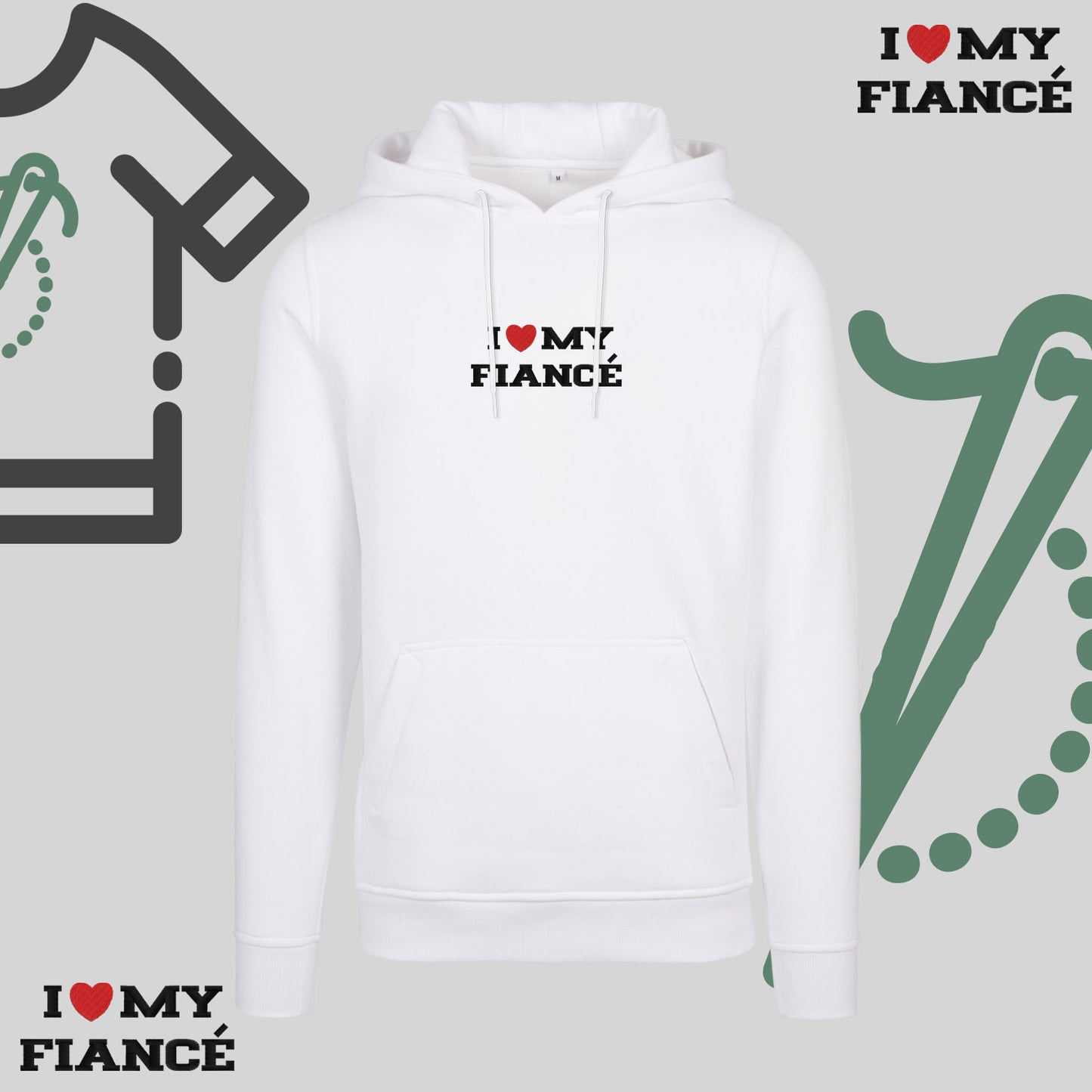 Bluza z kapturem z haftem "I❤️ MY FIANCE"