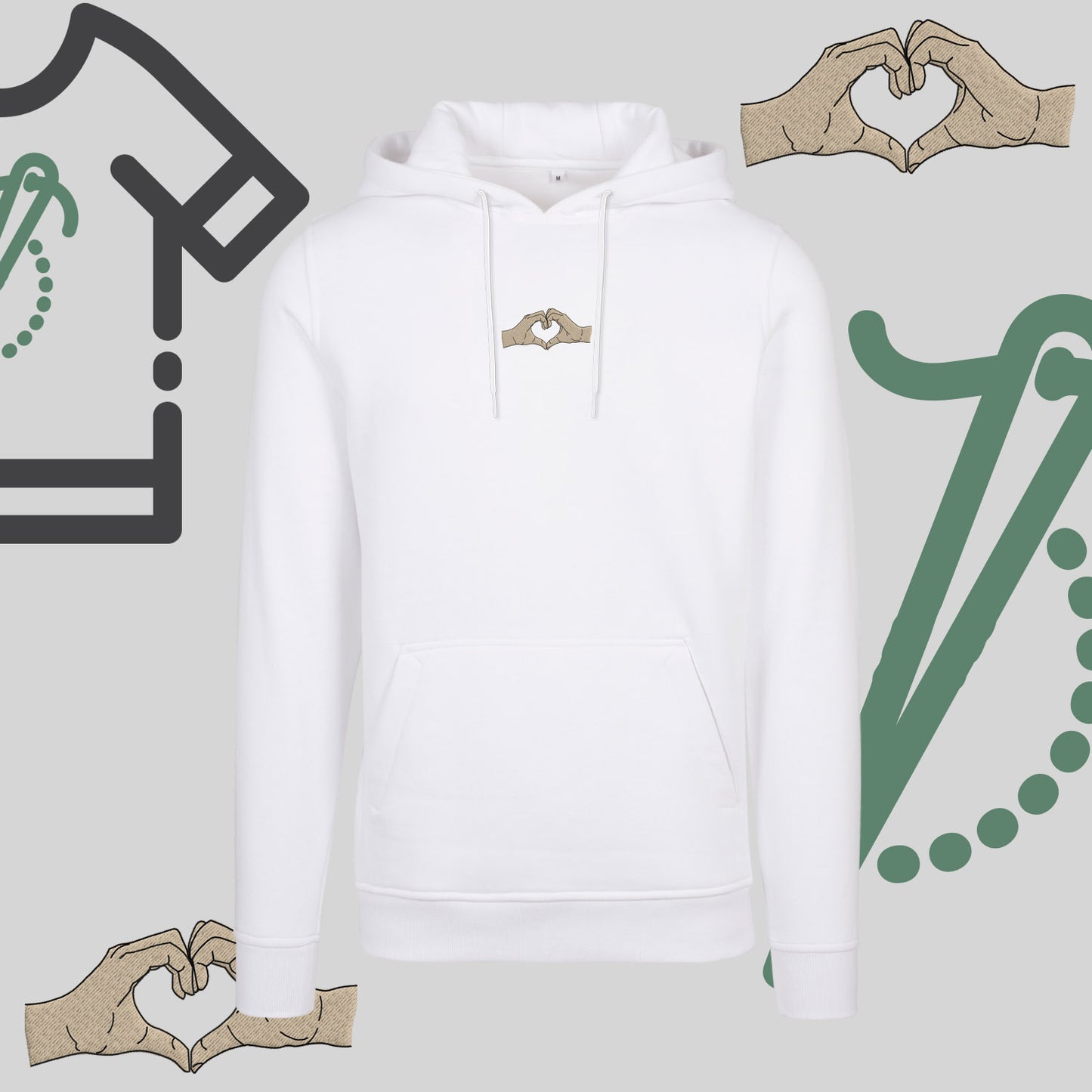 Bluza z kapturem z haftem "Serce z dłoni"