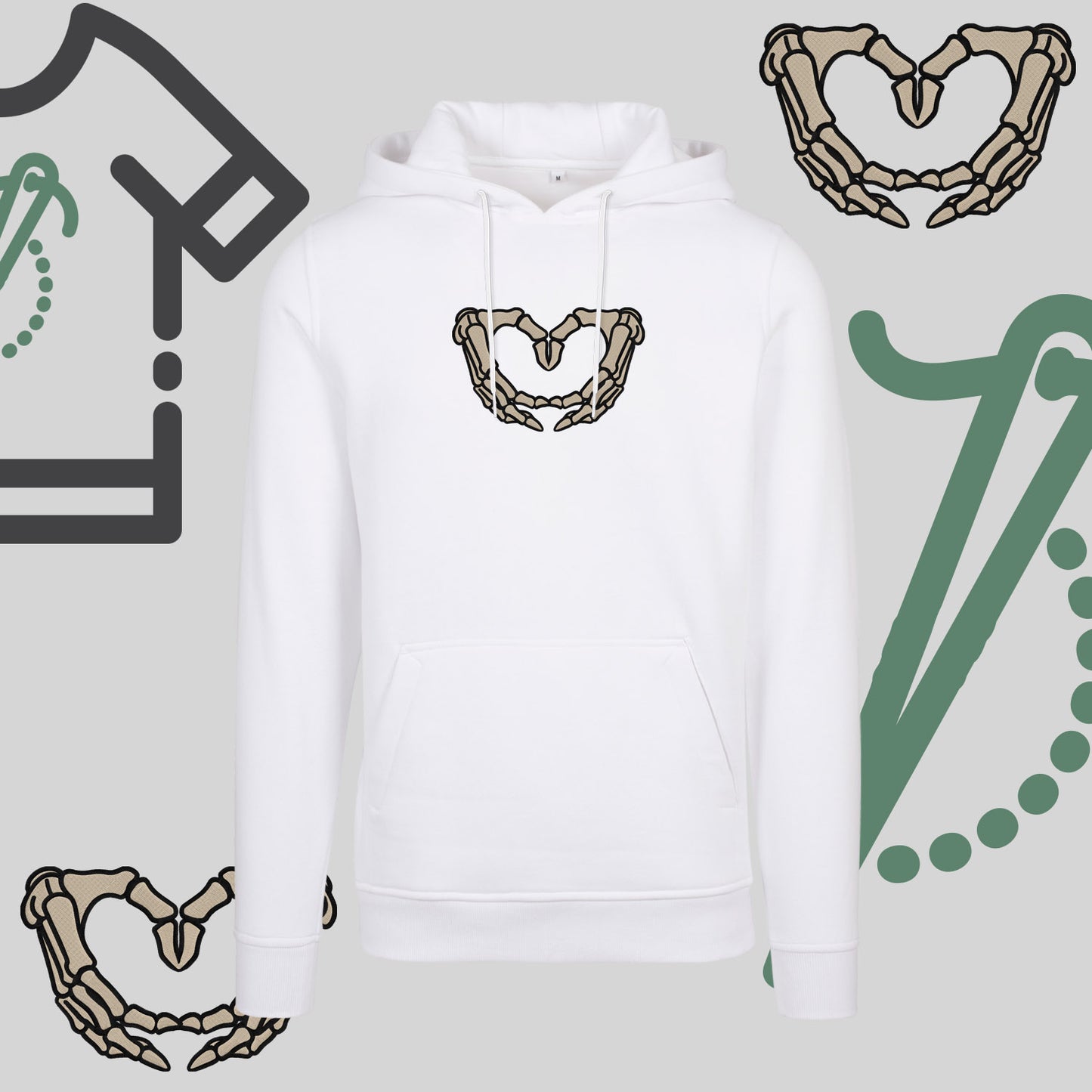 Bluza z kapturem z haftem "Szkieletowe Serce"