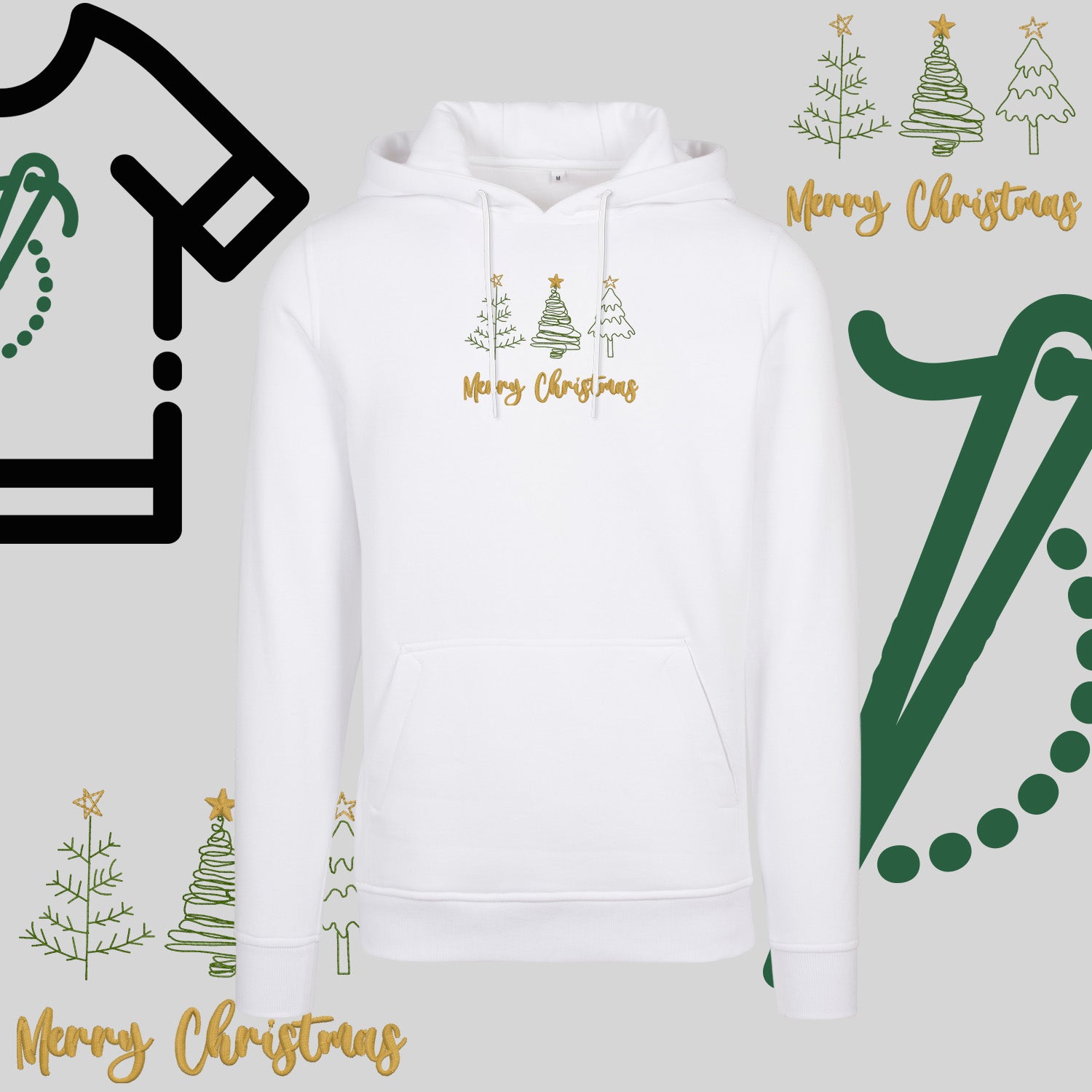 Bluza z kapturem "Trzy Choinki" – haft komputerowy, styl z przesłaniem