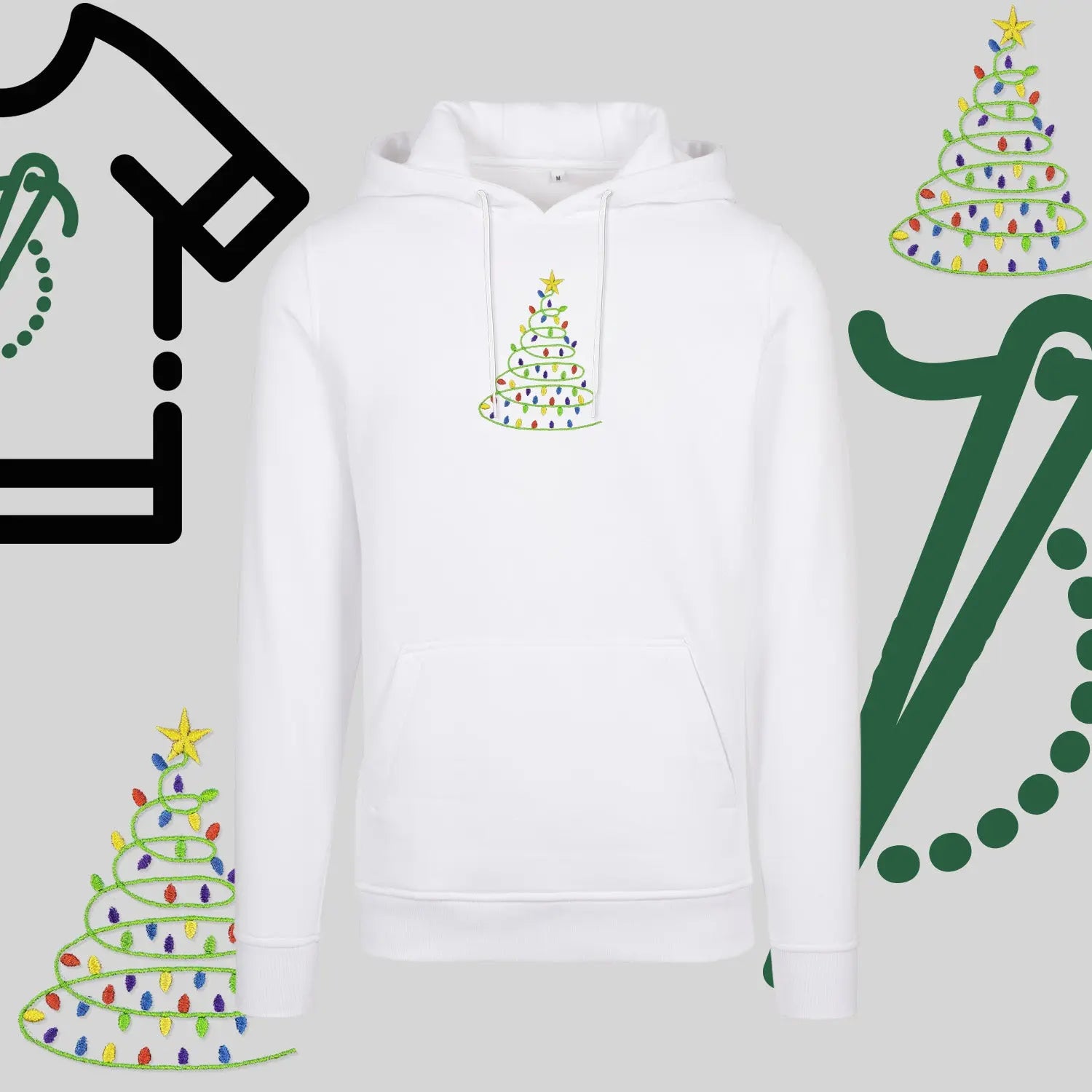 Bluza z kapturem "Choinka" – haft komputerowy, styl z przesłaniem Haft z radości