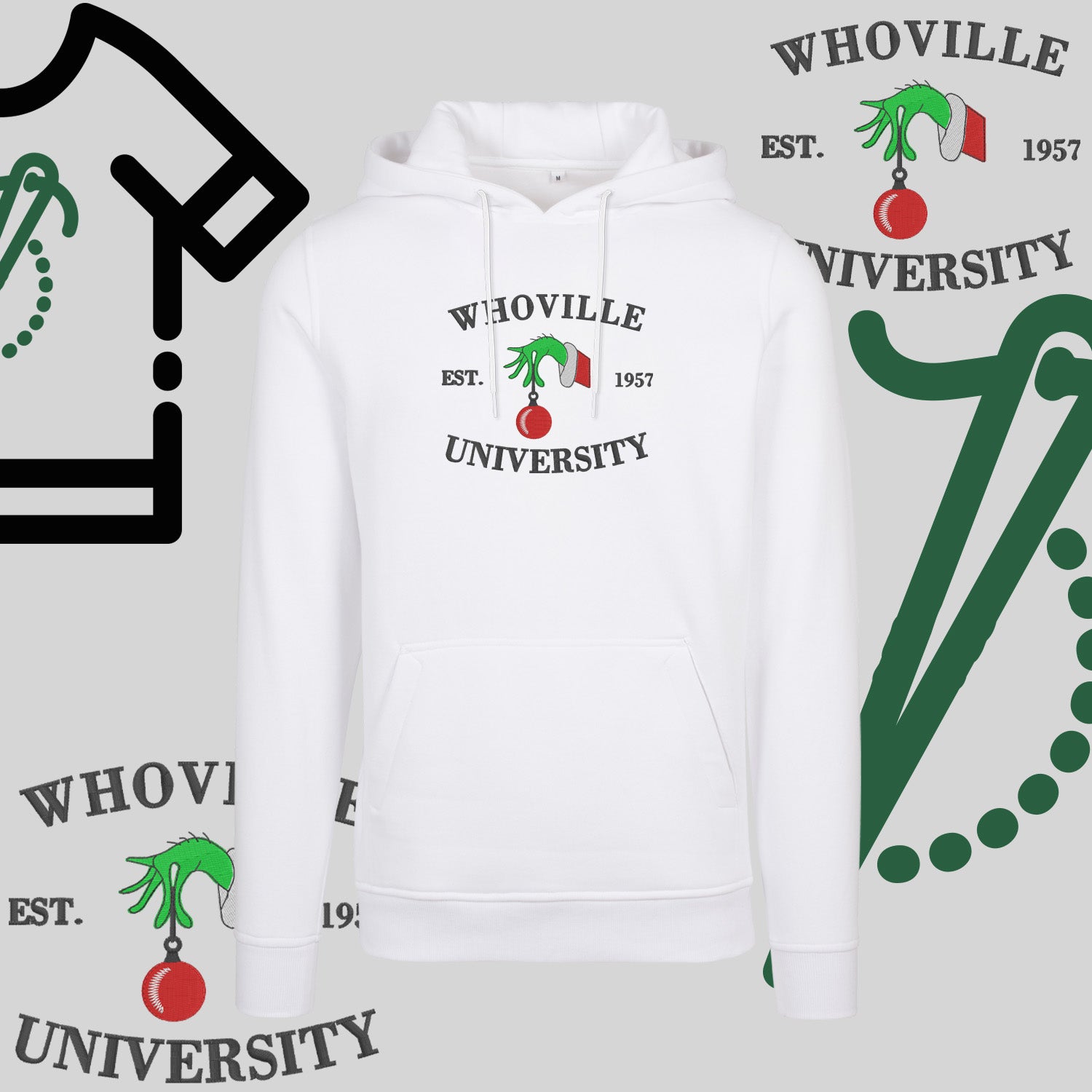 Bluza z kapturem "Grinch" – haft komputerowy, styl z przesłaniem