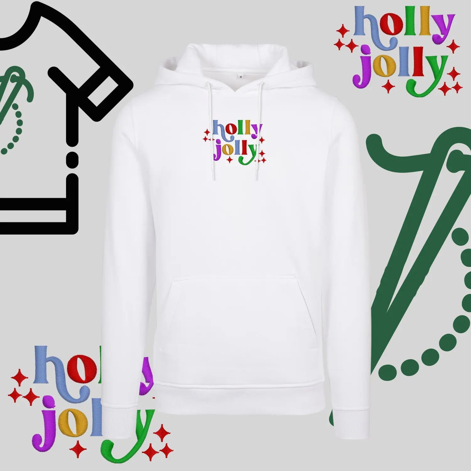 Bluza z kapturem "Holly Jolly" – haft komputerowy, styl z przesłaniem Haft z radości