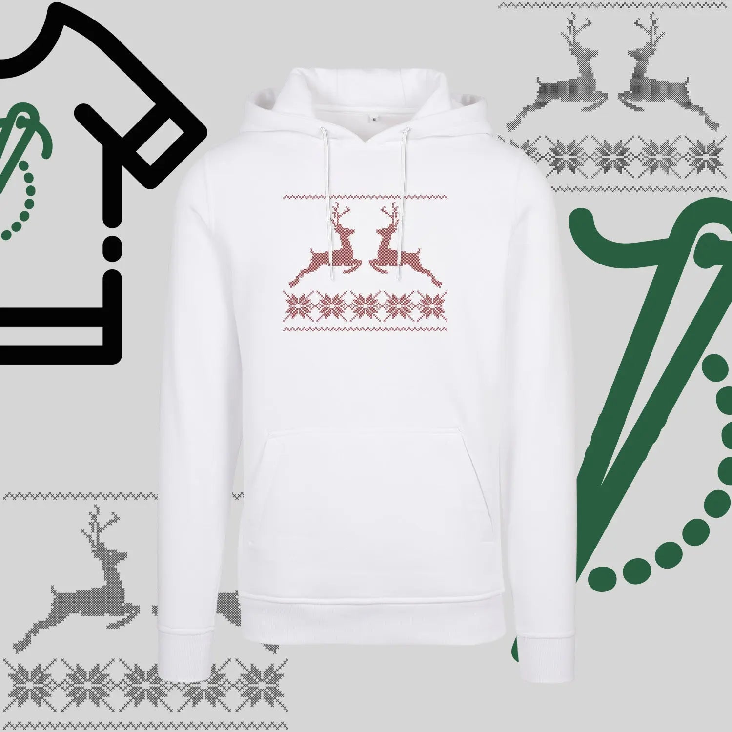 Bluza z kapturem "Renifer Christmas" – haft komputerowy, styl z przesłaniem Haft z radości