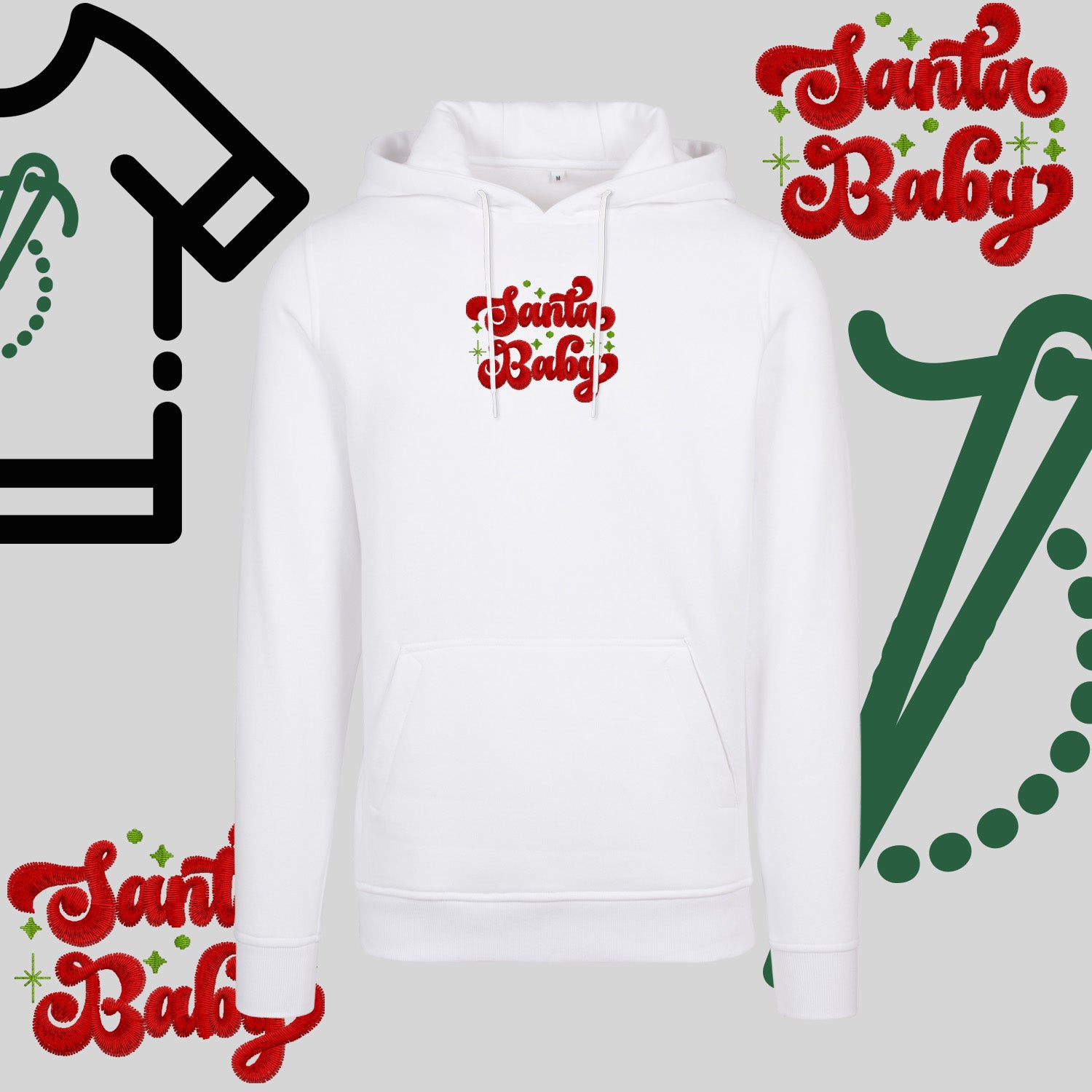 Bluza z kapturem "Santa Baby" – haft komputerowy, styl z przesłaniem