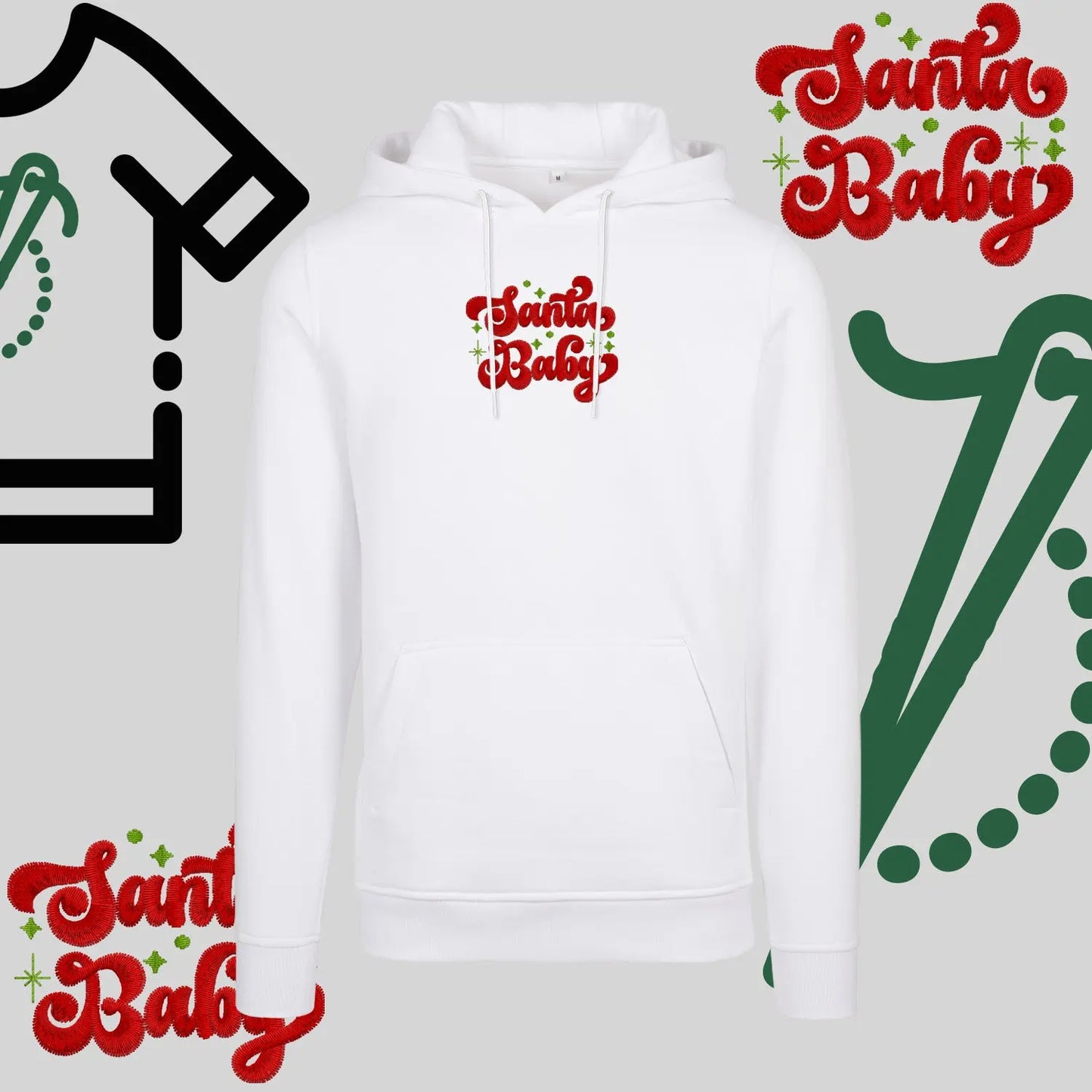 Bluza z kapturem "Santa Baby" – haft komputerowy, styl z przesłaniem Haft z radości