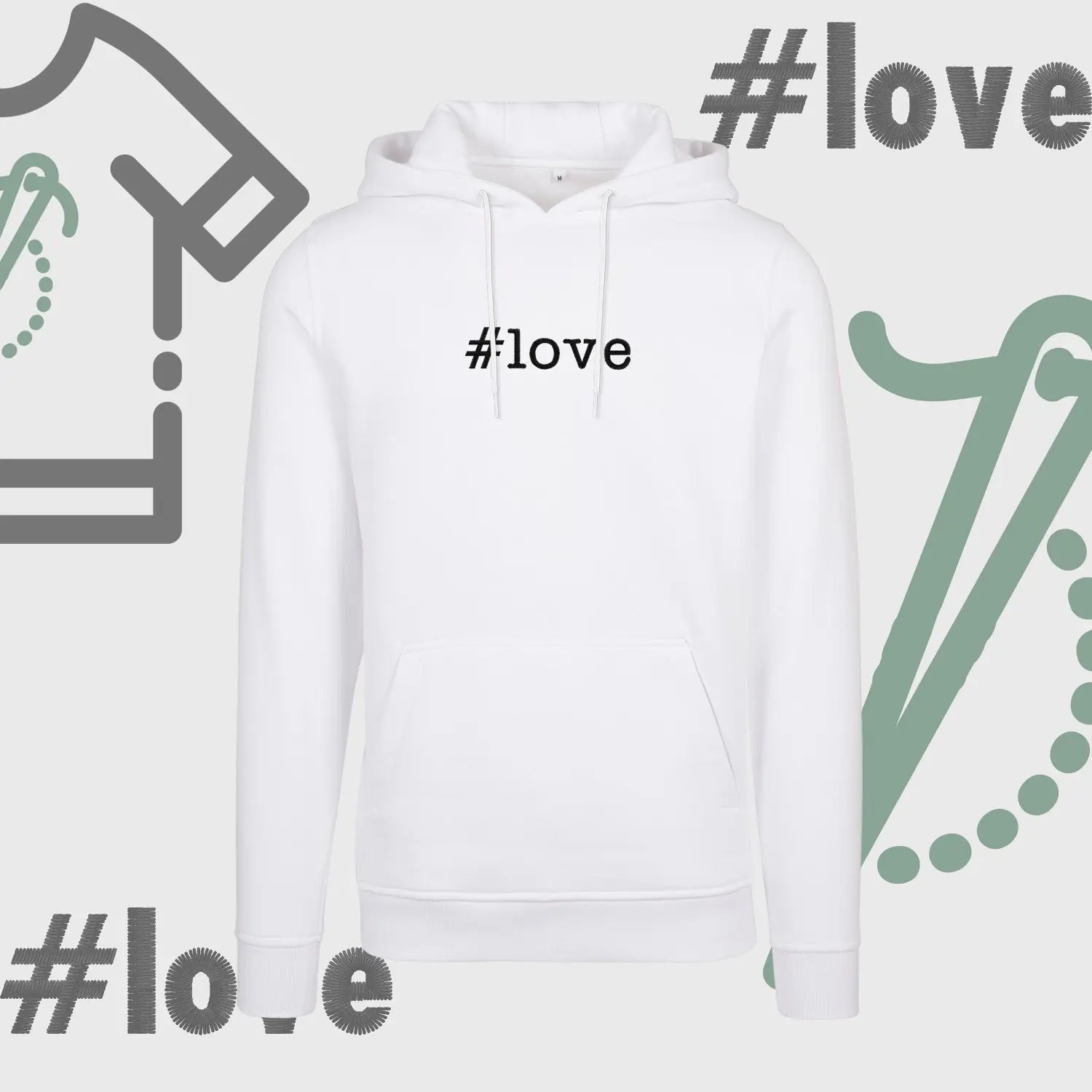 Bluza z kapturem "#love" – haft komputerowy, styl z pozytywnym przekazem Haft z radości