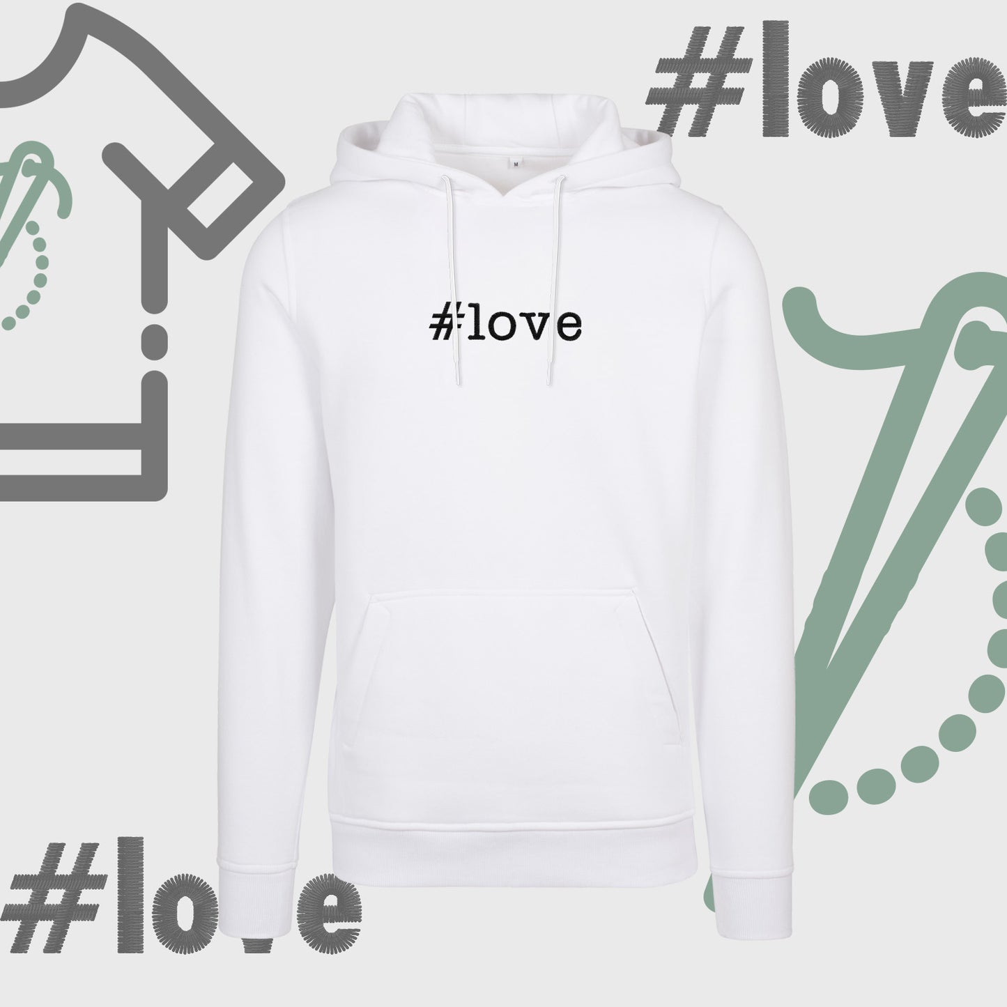 Bluza z kapturem "#love" – haft komputerowy, styl z pozytywnym przekazem