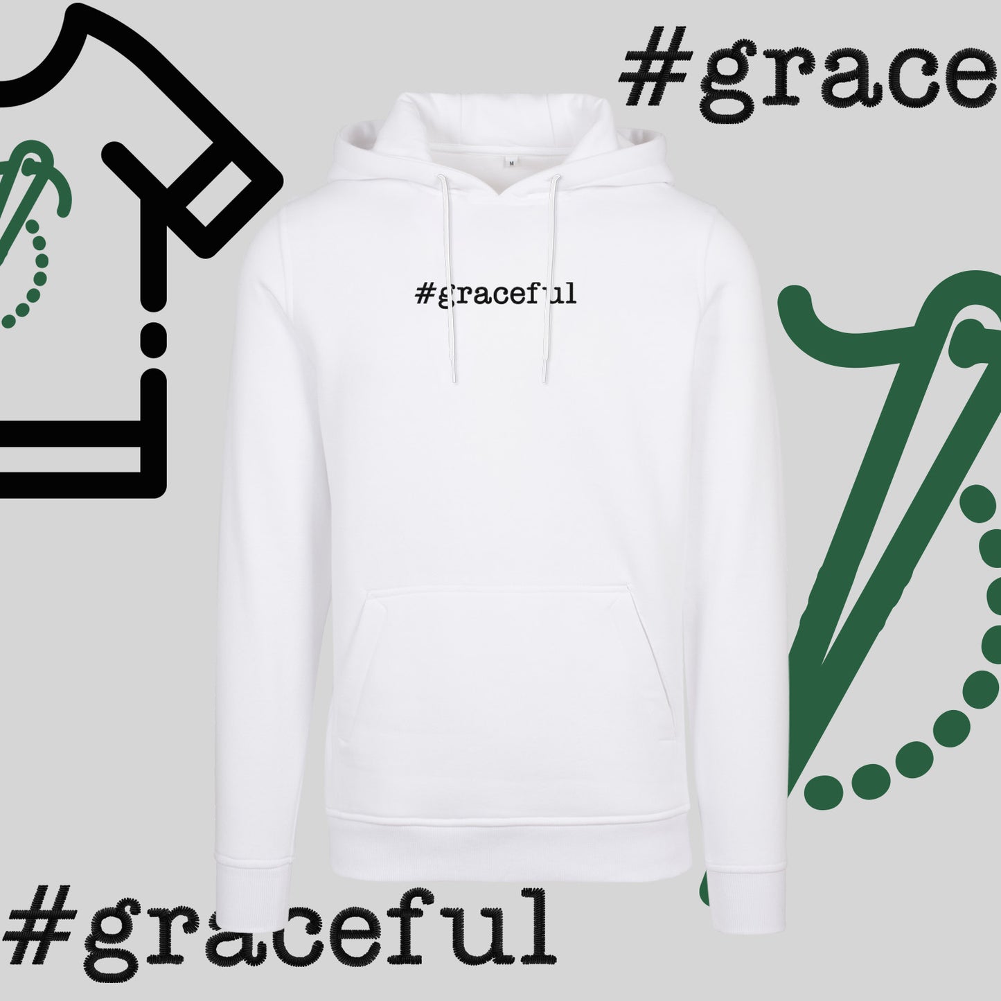 Bluza z kapturem "#graceful" – haft komputerowy, elegancja w stylu casual