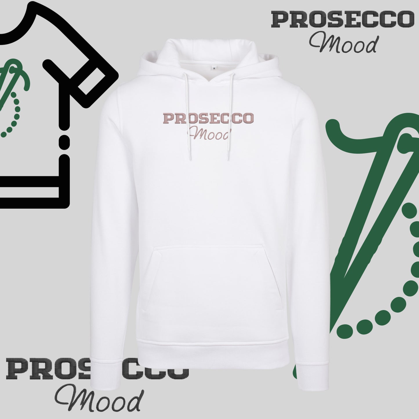 Bluza z kapturem "PROSECCO MOOD" – haft komputerowy, styl na każdą okazję