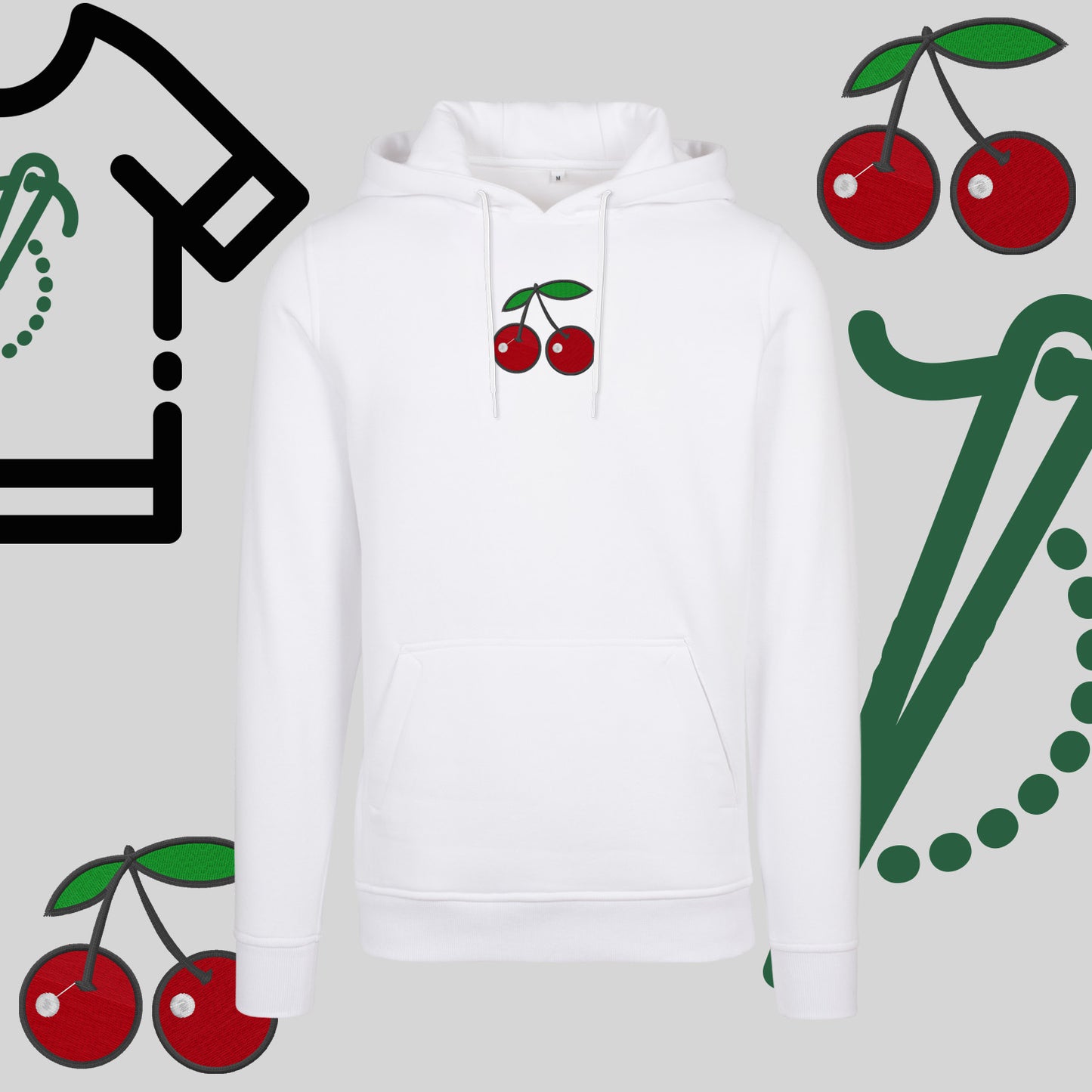 Bluza z kapturem "Wisienki" – haft komputerowy, styl z urokiem
