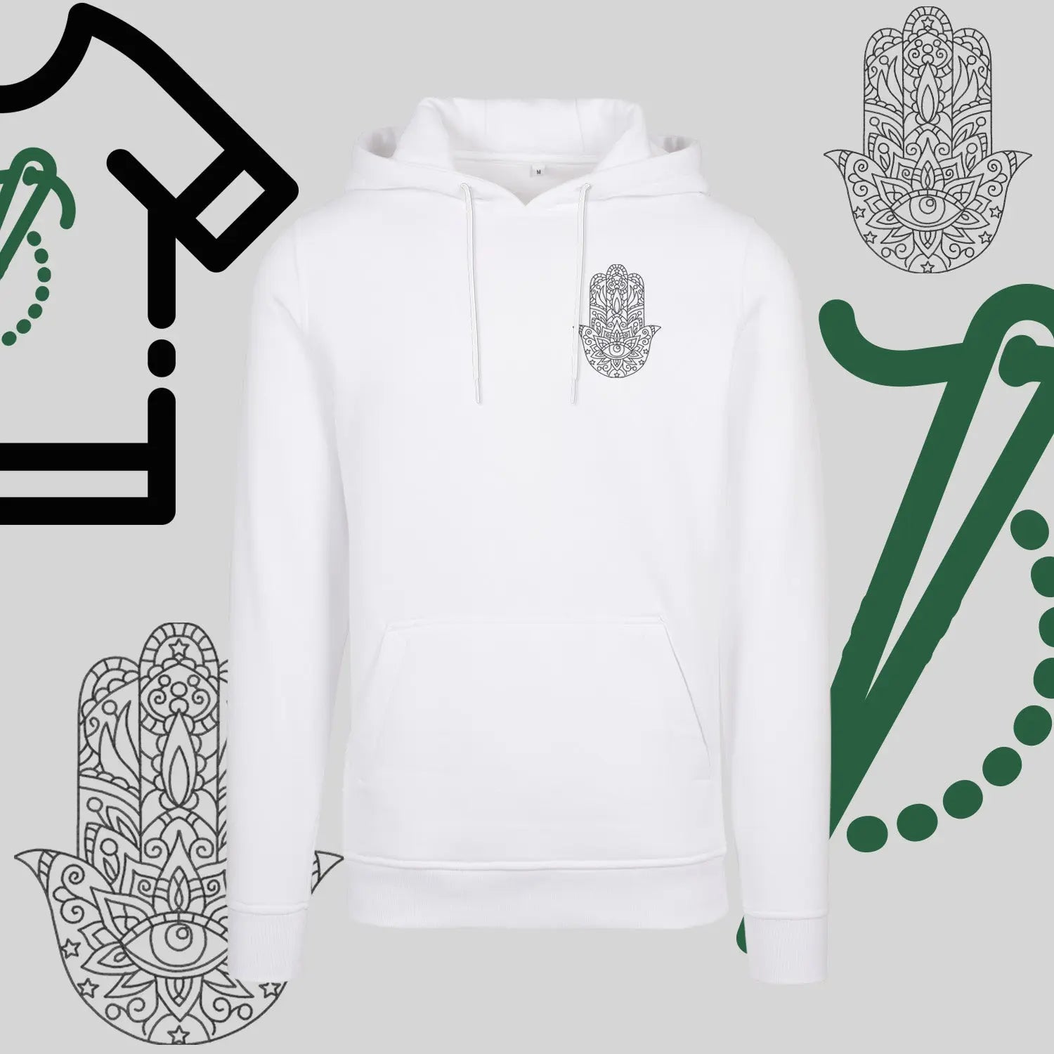 Bluza z kapturem "Hamsa" – haft komputerowy, symbol ochrony i stylu Haft z radości