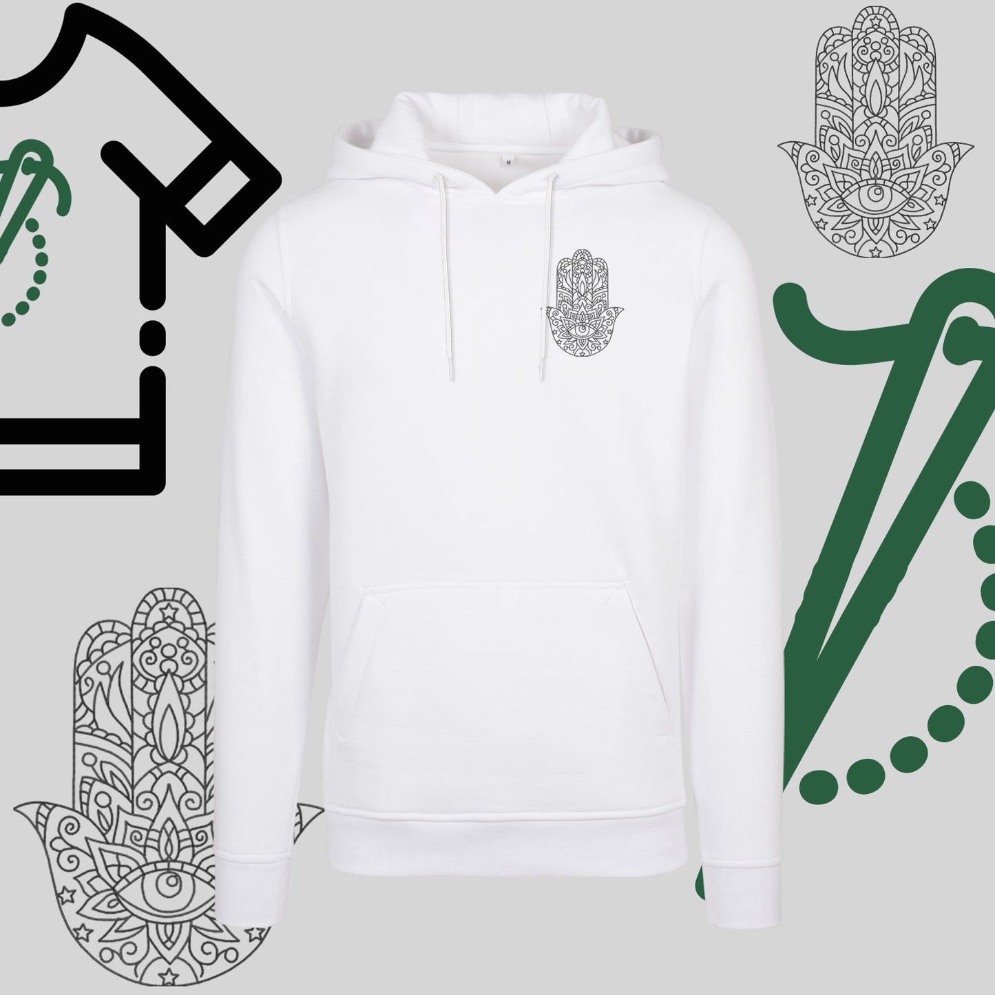 Bluza z kapturem "Hamsa" – haft komputerowy, symbol ochrony i stylu