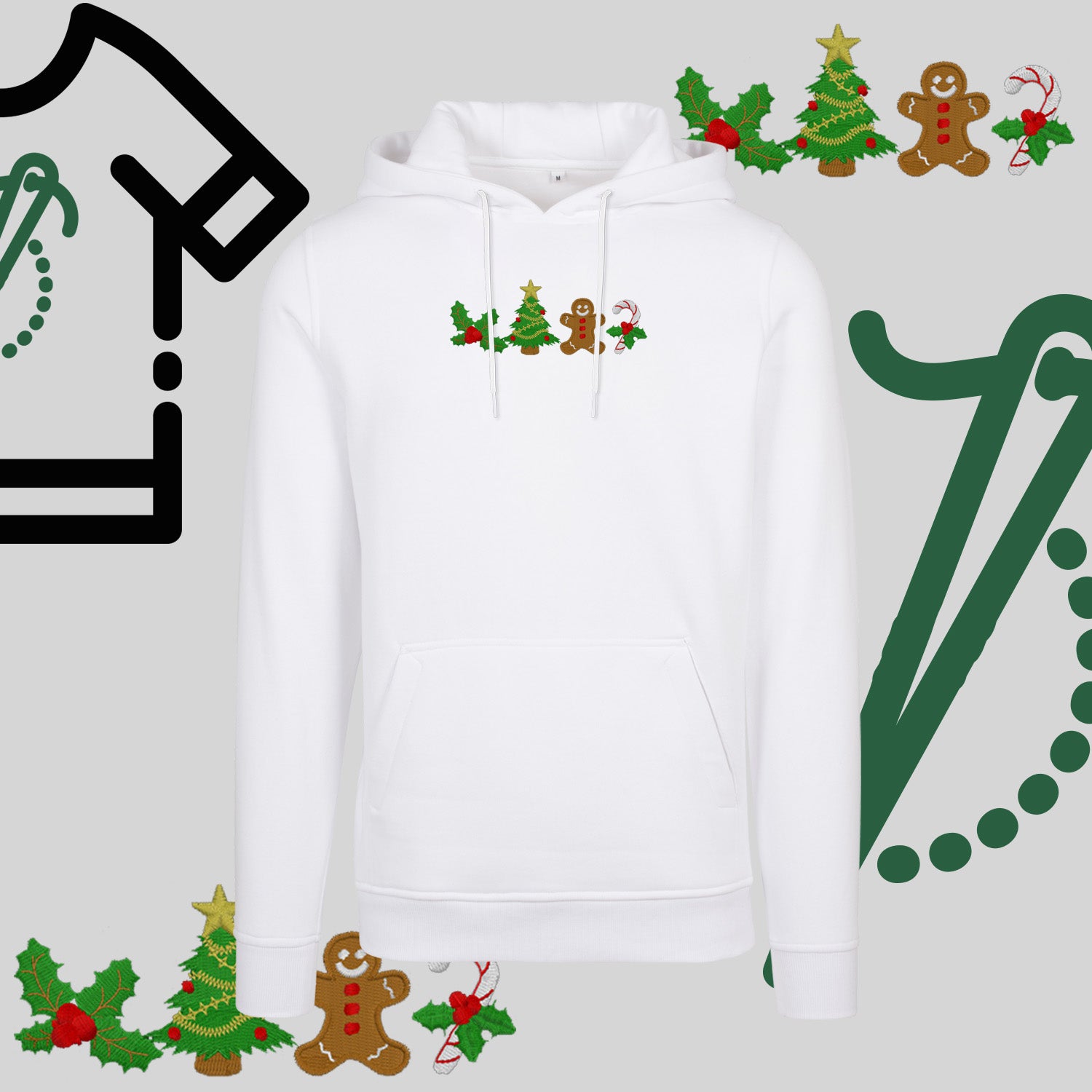 Bluza z kapturem "Ikony Świąteczne" – haft komputerowy, styl z przesłaniem