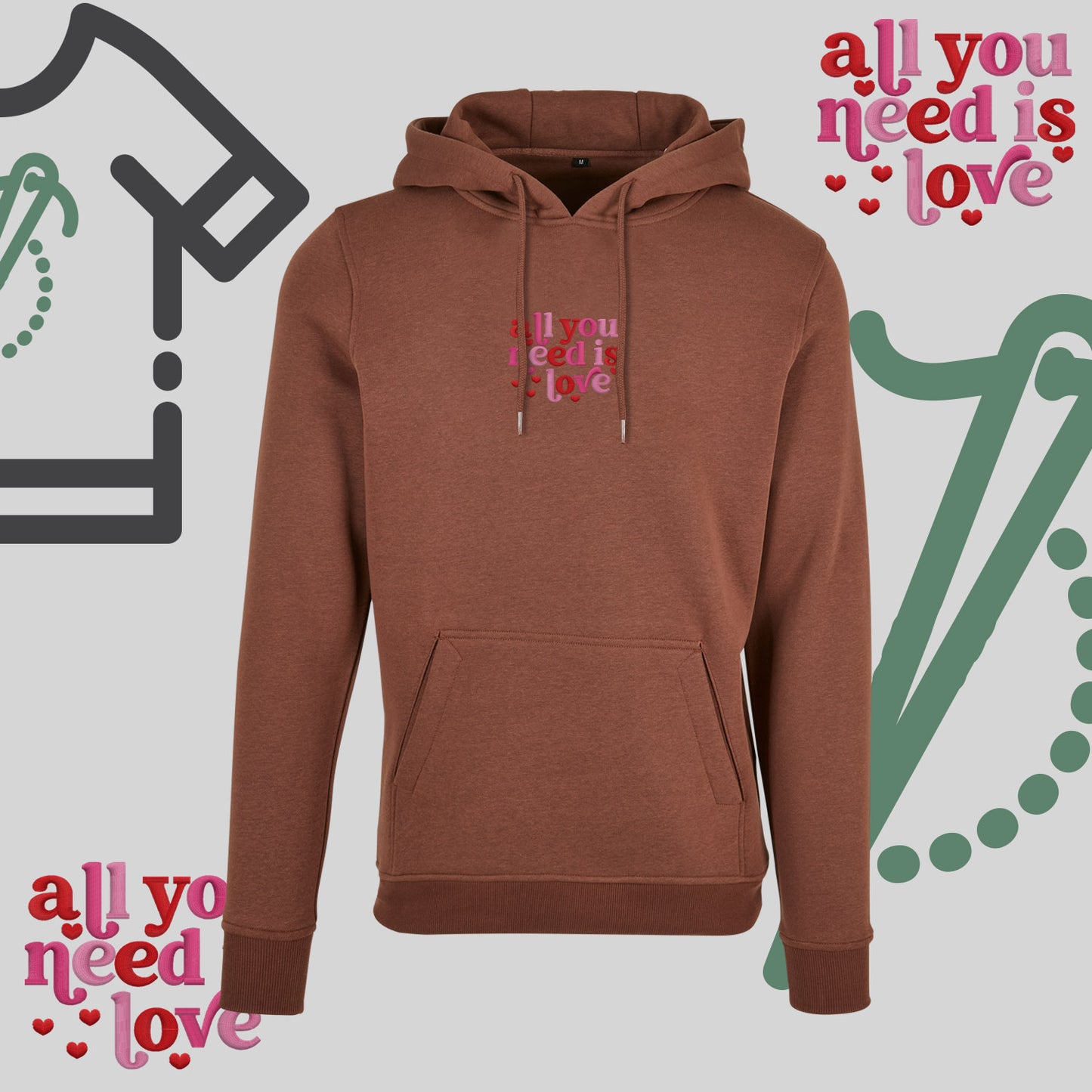 Bluza z kapturem z haftem "All You need is Love"