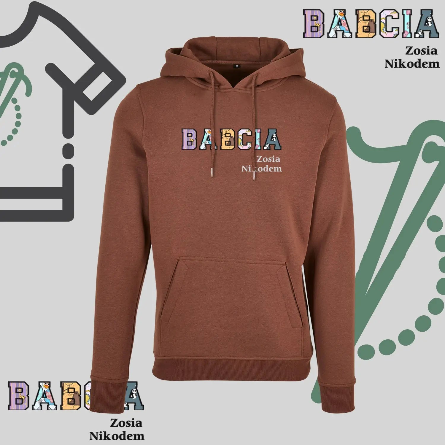 Bluza z kapturem "BABCIA" PATCHWORK+IMIONA WNUCZĄT idealny prezent na dzień Babci Haft z radości