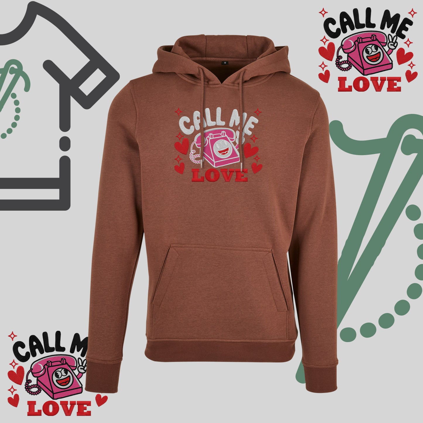 Bluza z kapturem z haftem "Call Me Love"