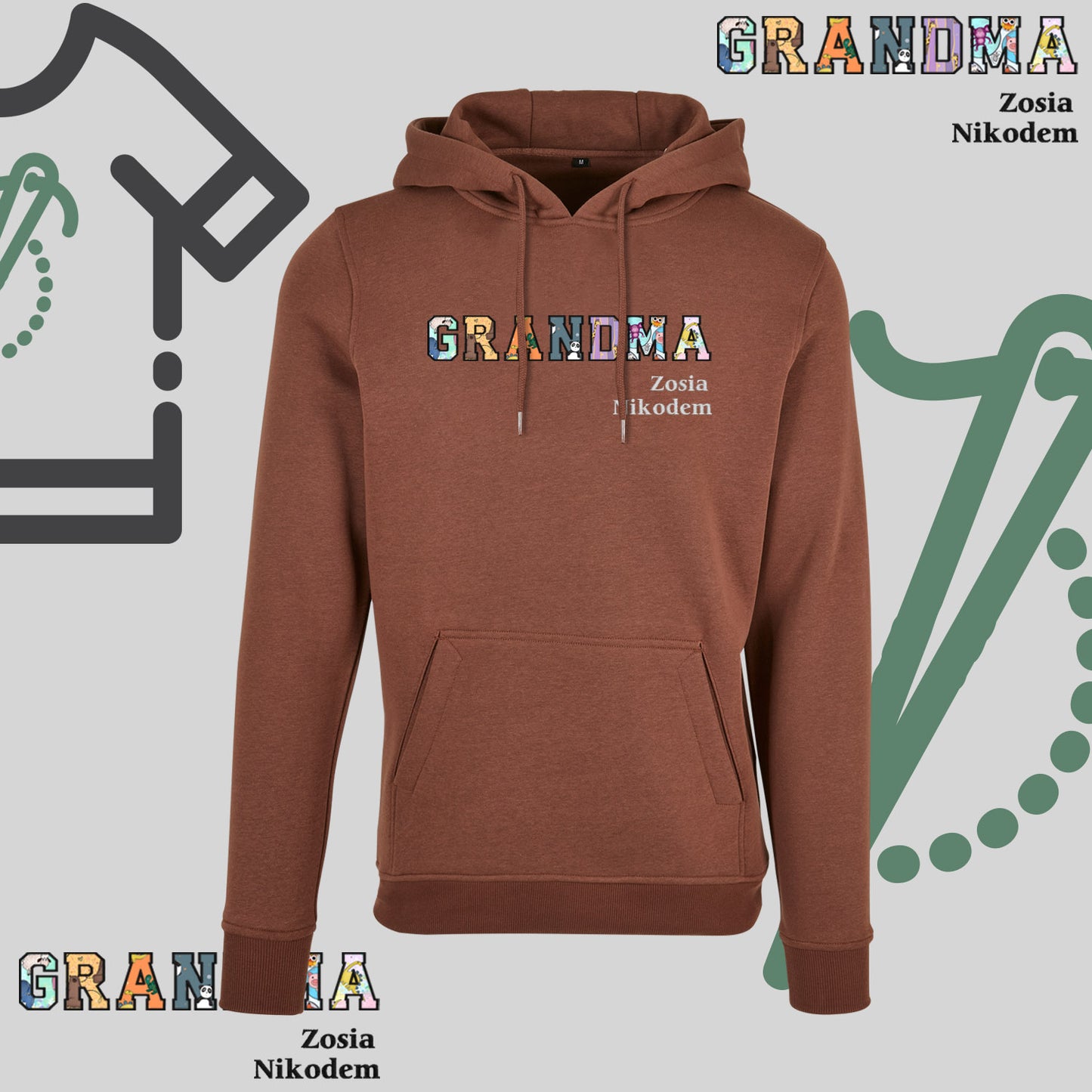Bluza z kapturem "GRANDMA" PATCHWORK +Imiona wnucząt idealny prezent na dzień Babci