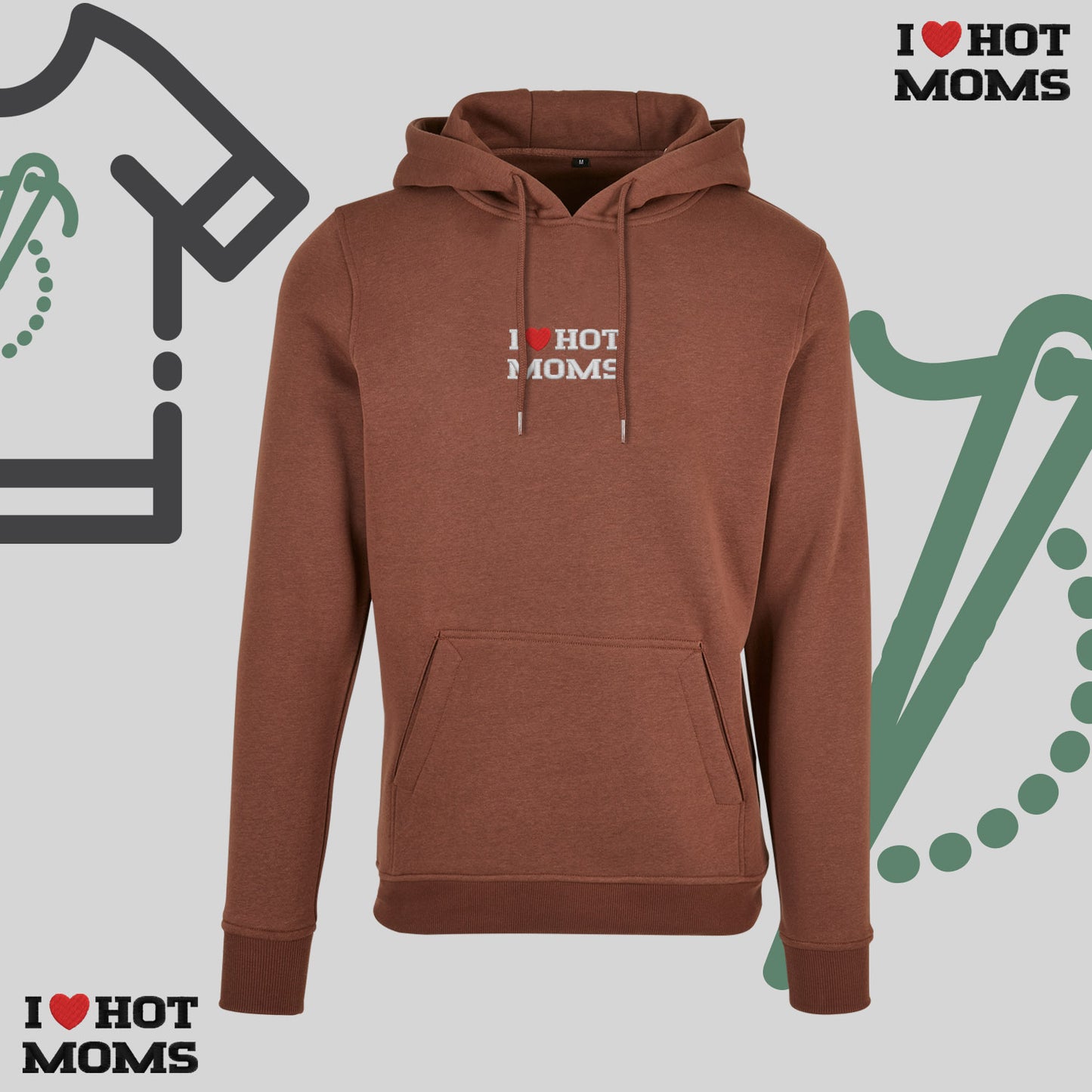 Bluza z kapturem z haftem "I❤️ HOT MOMS"