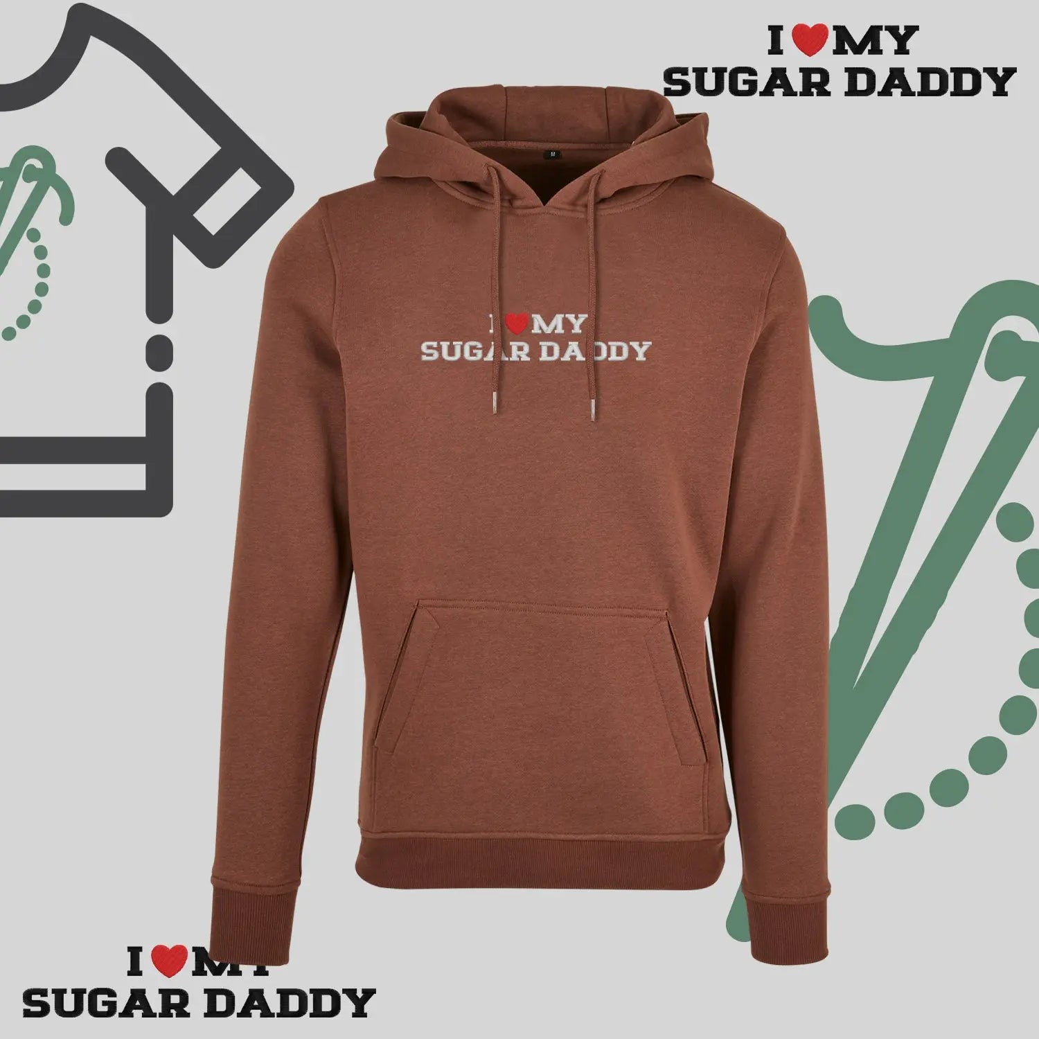 Bluza z kapturem z haftem "I ❤️ MY SUGAR DADDY" Haft z radości