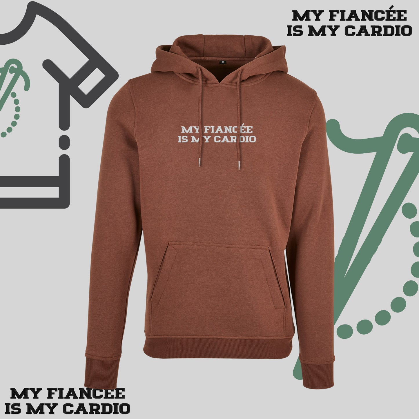 Bluza z kapturem z haftem "MY FIANCEE IS MY CARDIO"