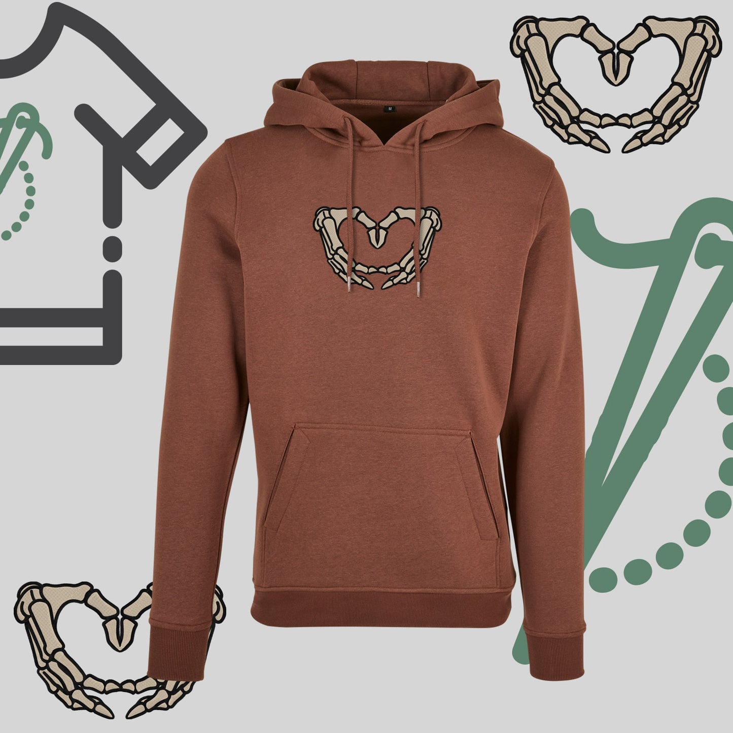Bluza z kapturem z haftem "Szkieletowe Serce"